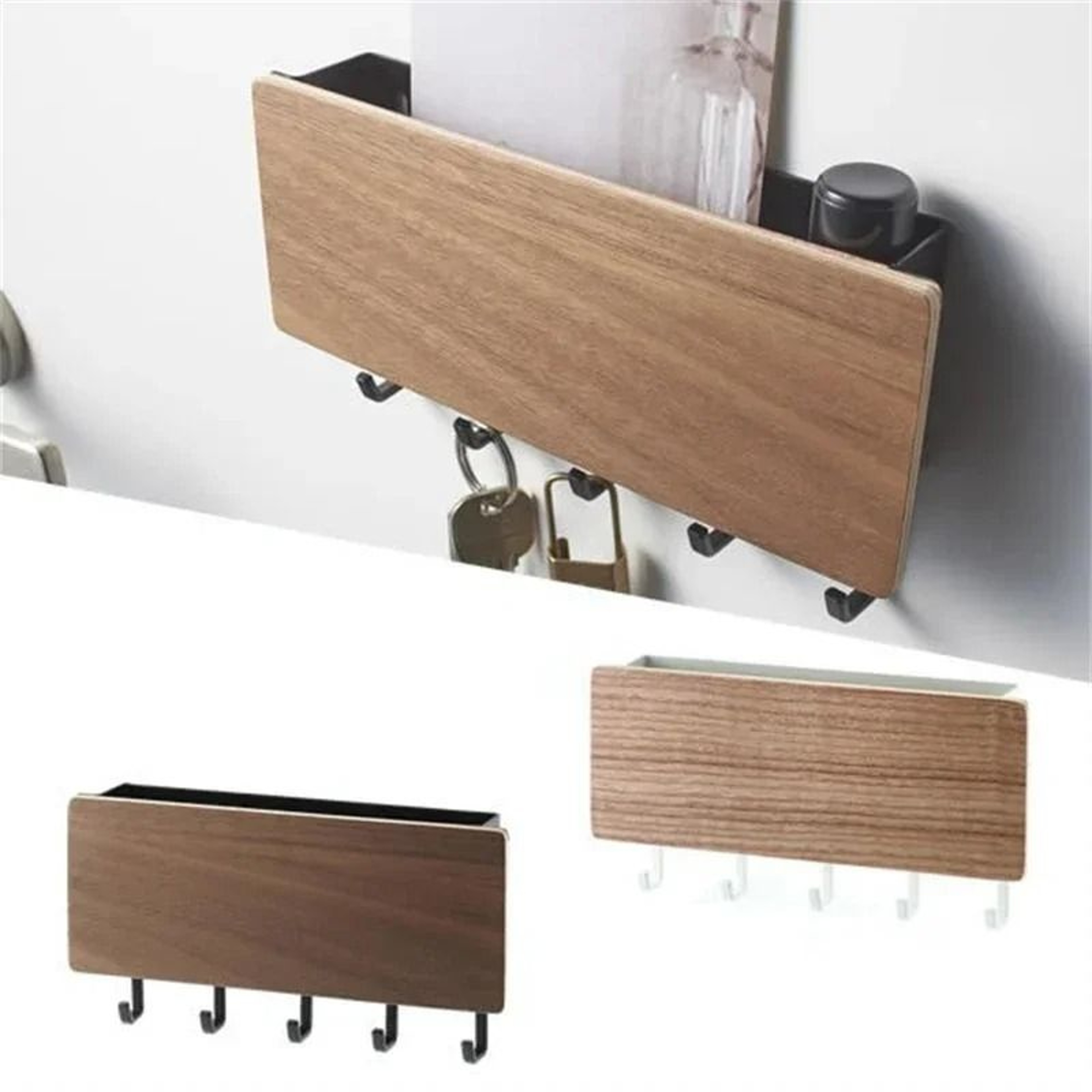 Wall Hanging Bamboo Key Hanger Organizer With Hooks For Entryway 9