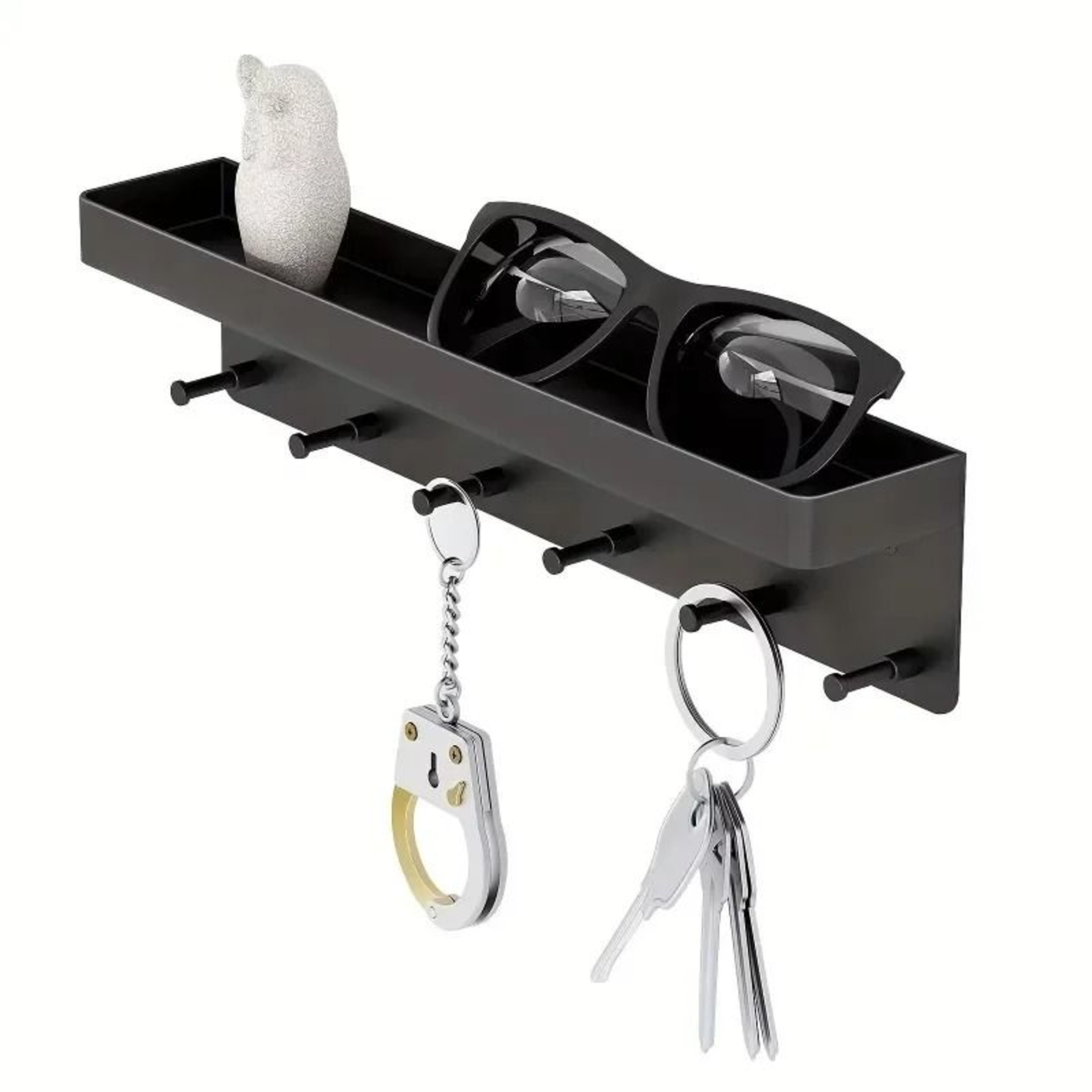 Wall Mounted Key Holder With Mail Shelf And 6 Hooks Organizer Rack 4