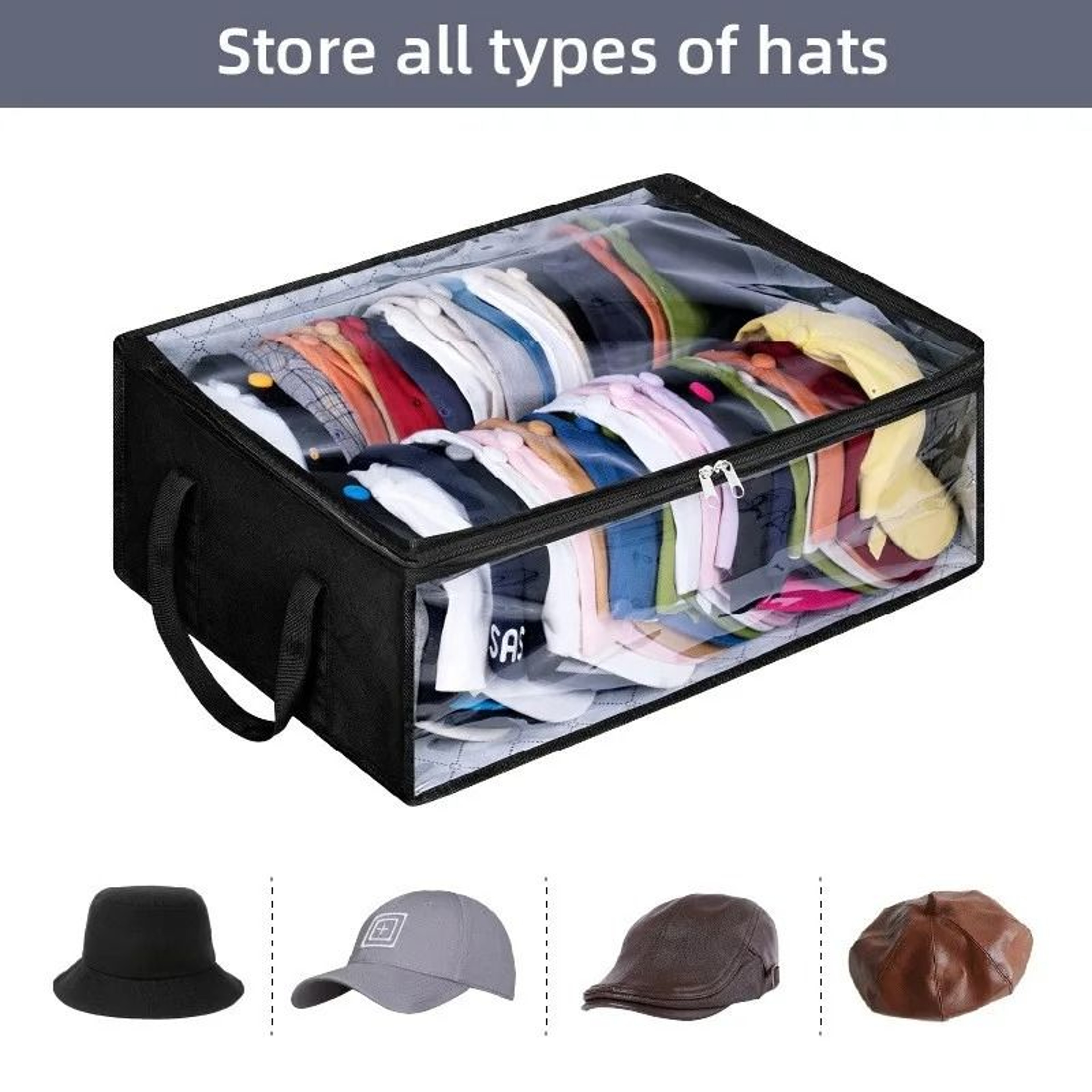 Collapsible Baseball Cap Storage Box Large Capacity Hat Organizer 5