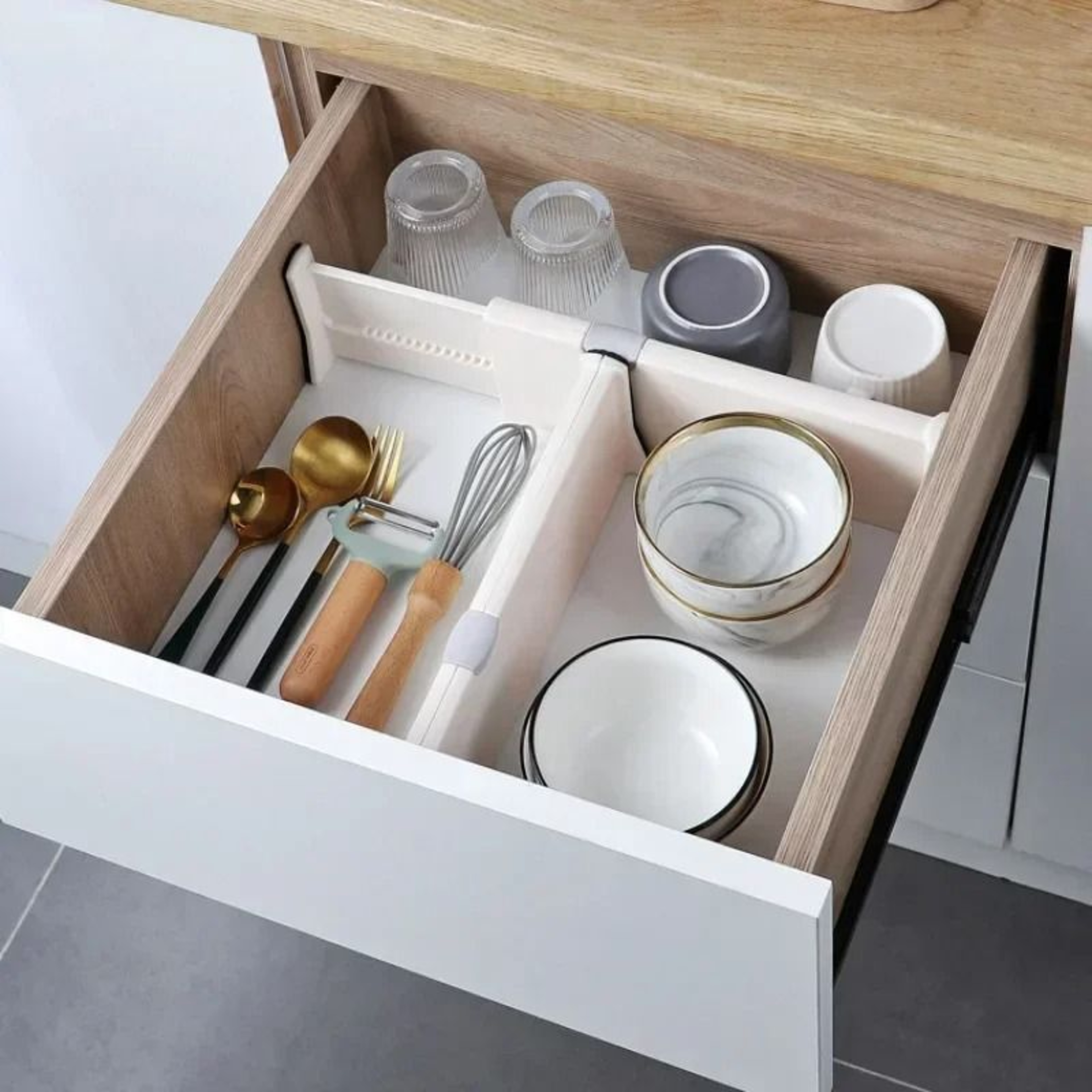 Adjustable Drawer Dividers Organizer Set Of 4 For Kitchen And Home Storage 8