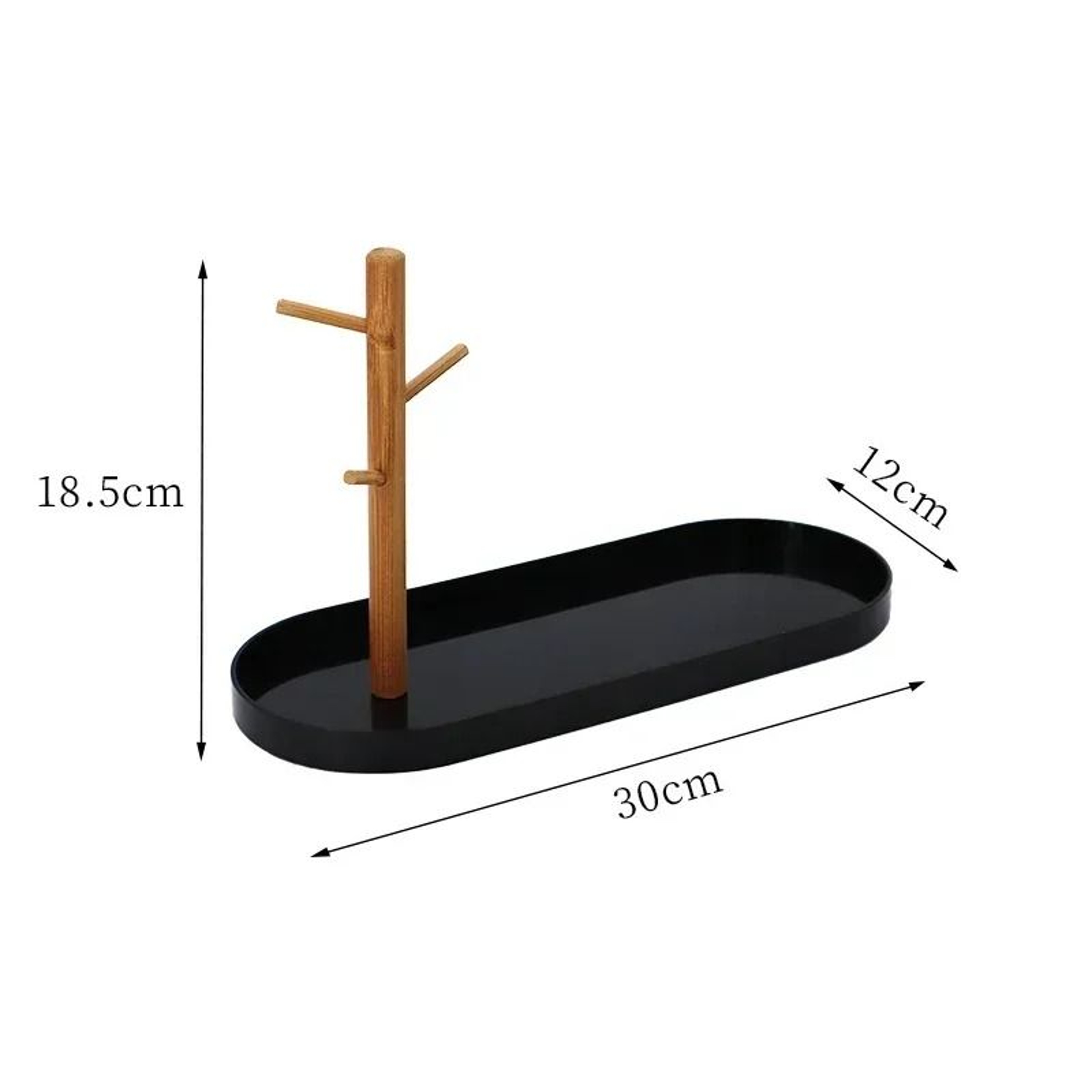 Nordic Bamboo Jewelry Tree Organizer With Storage Tray And Key Hanger 2