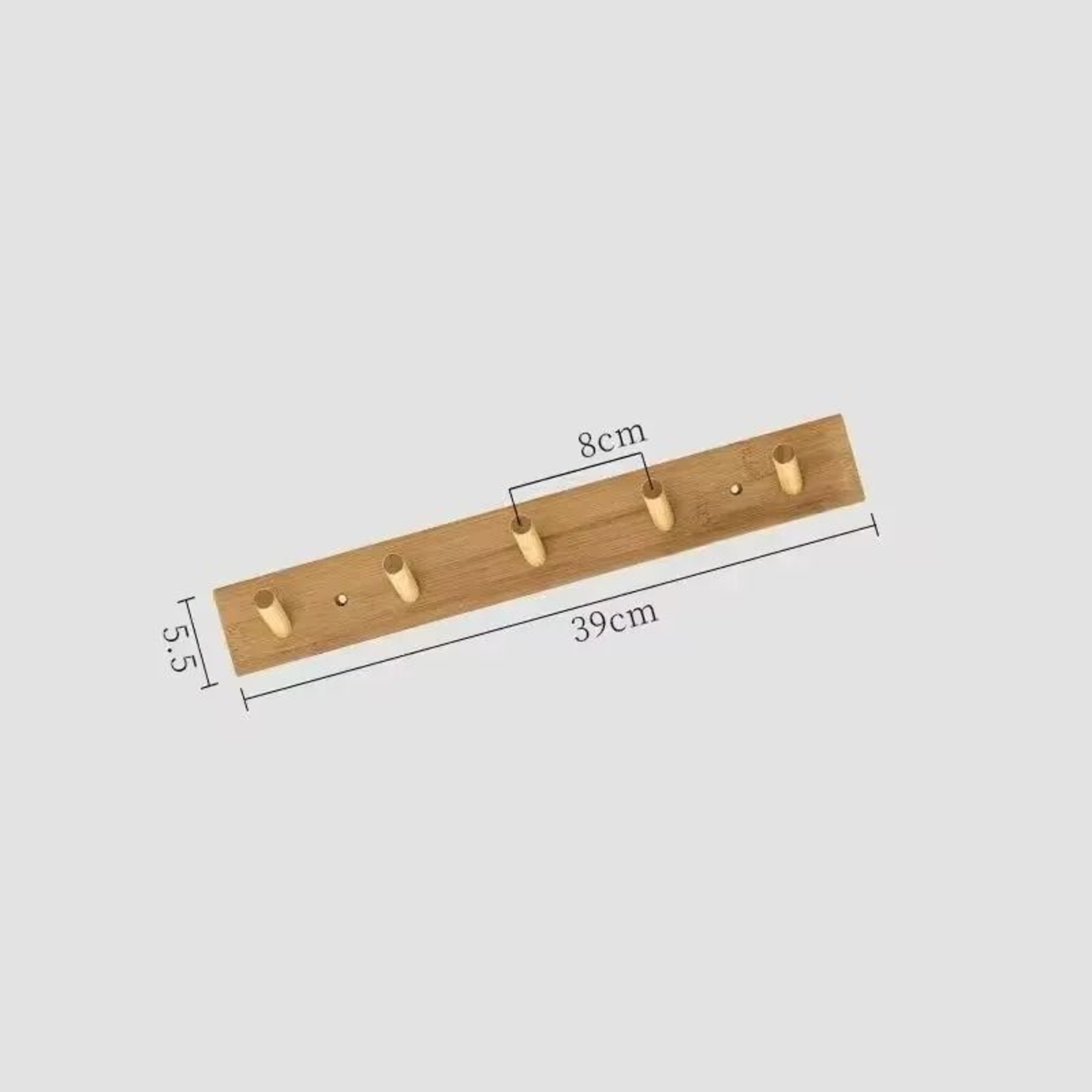 Nordic Bamboo Wall Mounted Hanger With Key Hooks For Entryway Storage 3