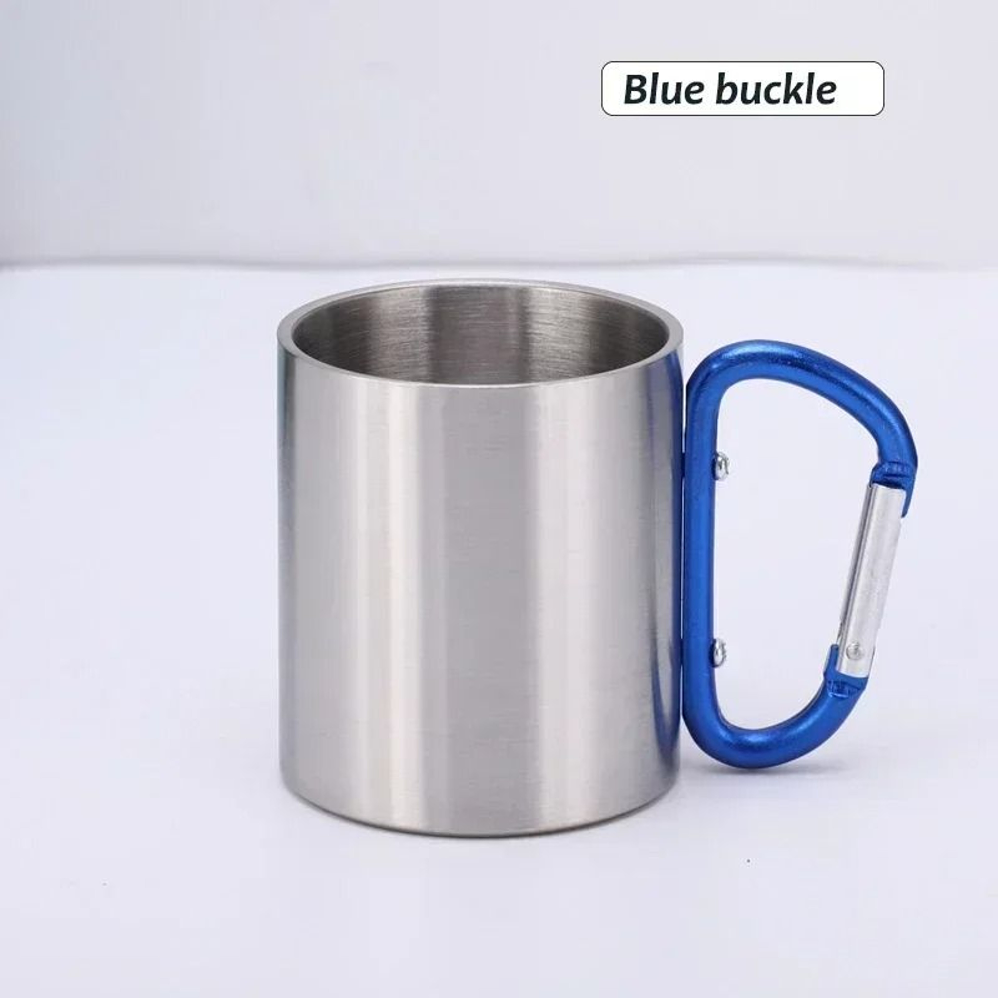 Stainless Steel Camping Mug With Carabiner Handle Lightweight Outdoor Coffee Cup 4