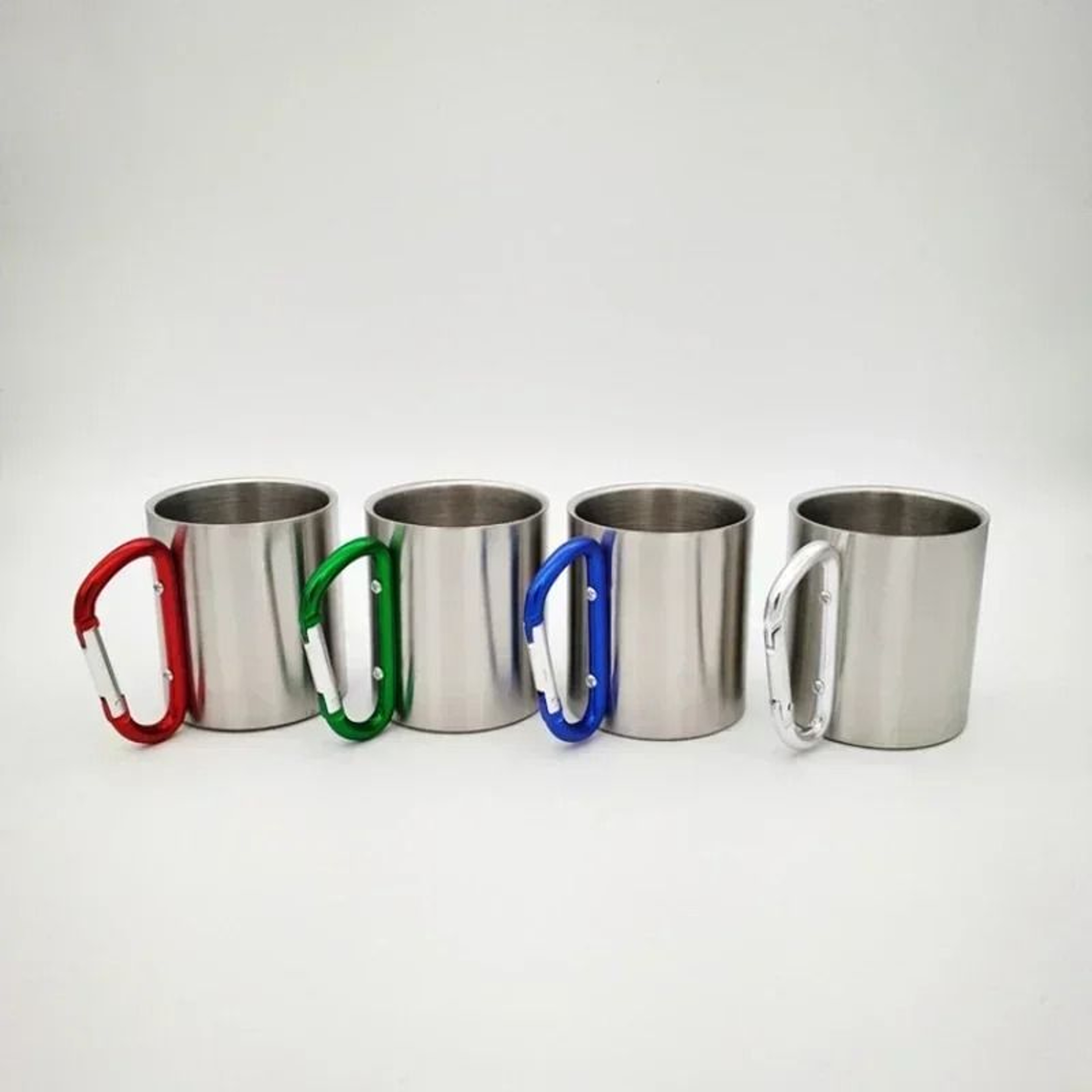 Stainless Steel Camping Mug With Carabiner Handle Lightweight Outdoor Coffee Cup 0