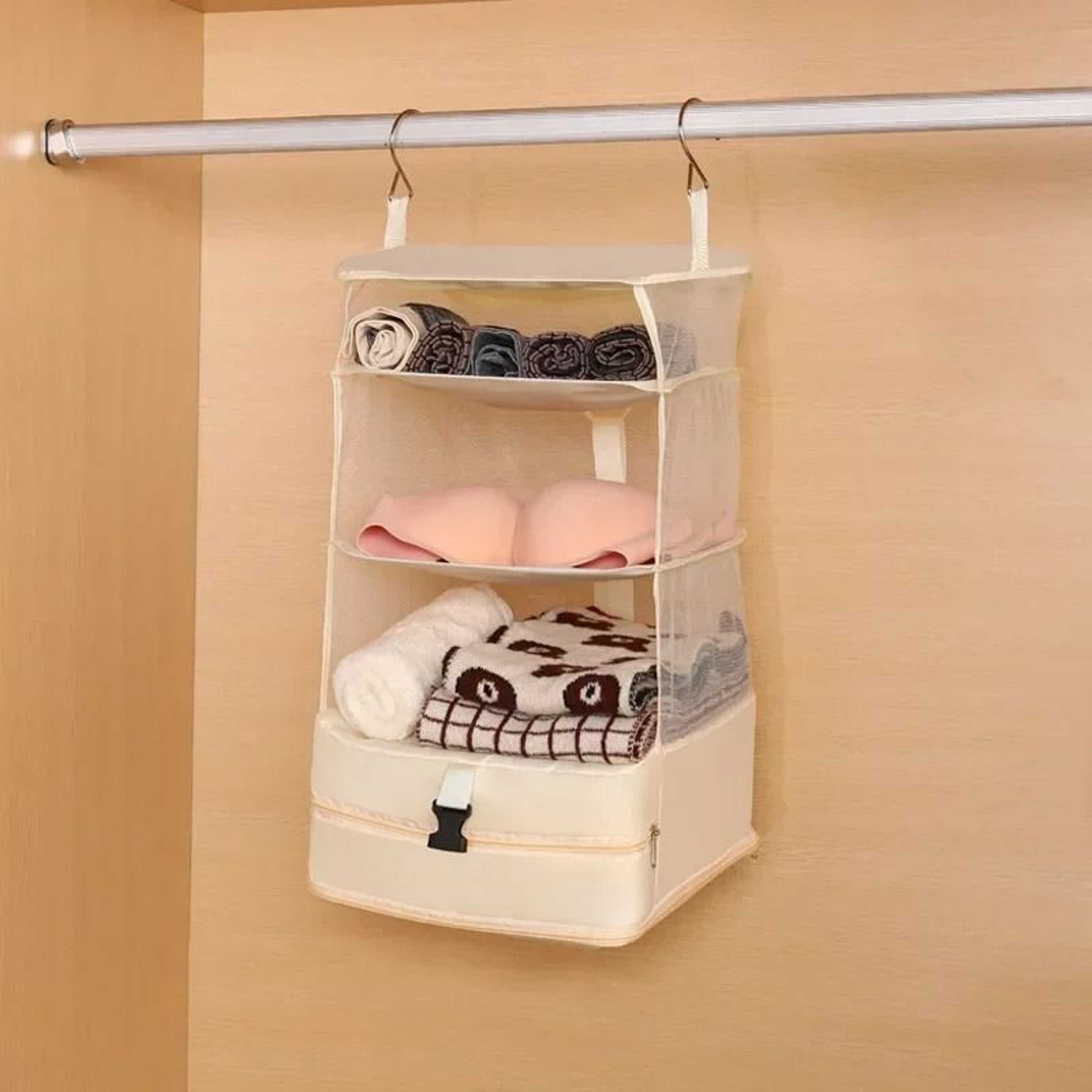 Hanging Travel Shelves Large Capacity Foldable Luggage Organizer 1