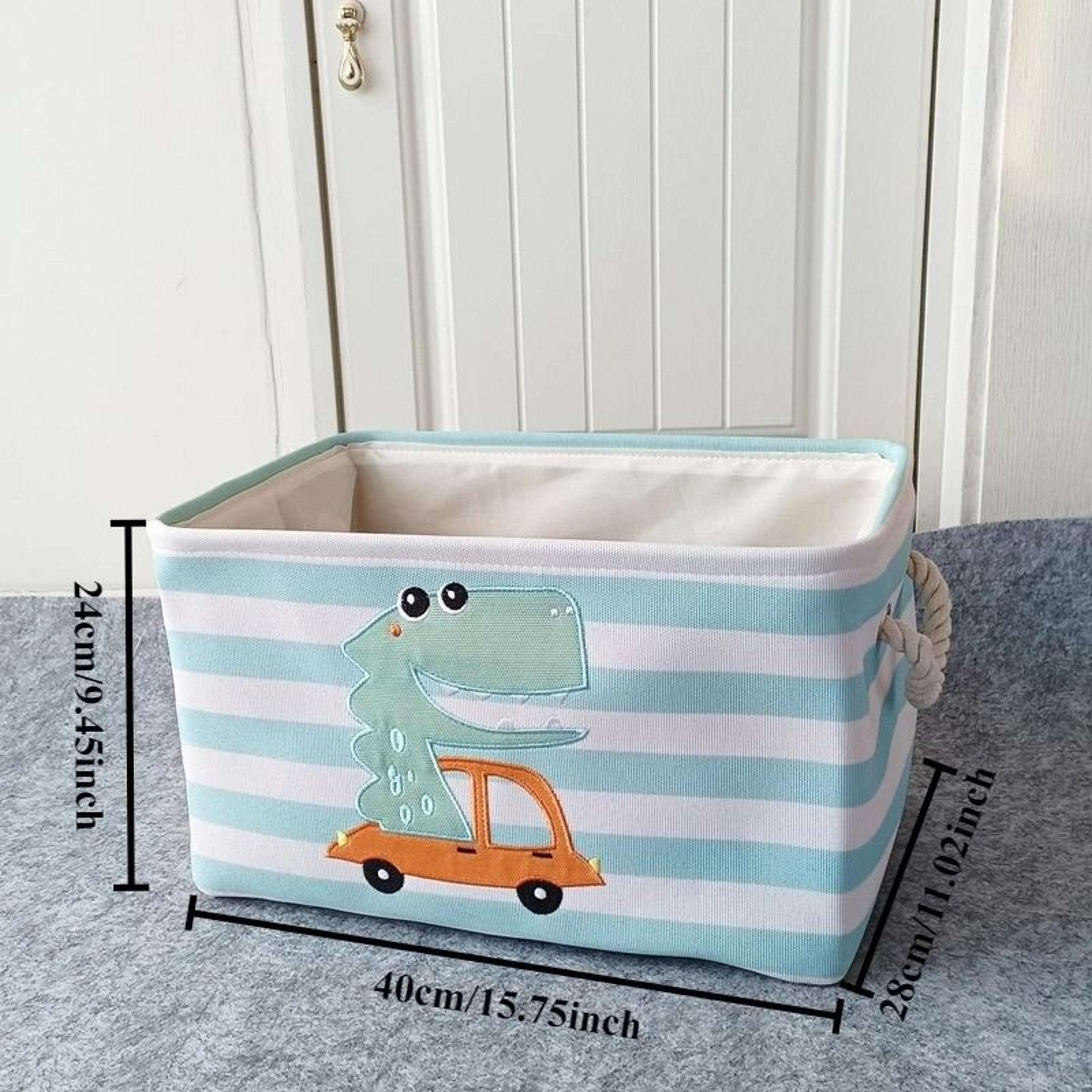 Kids Toy Storage Basket Foldable Canvas Laundry Hamper With Handles 4