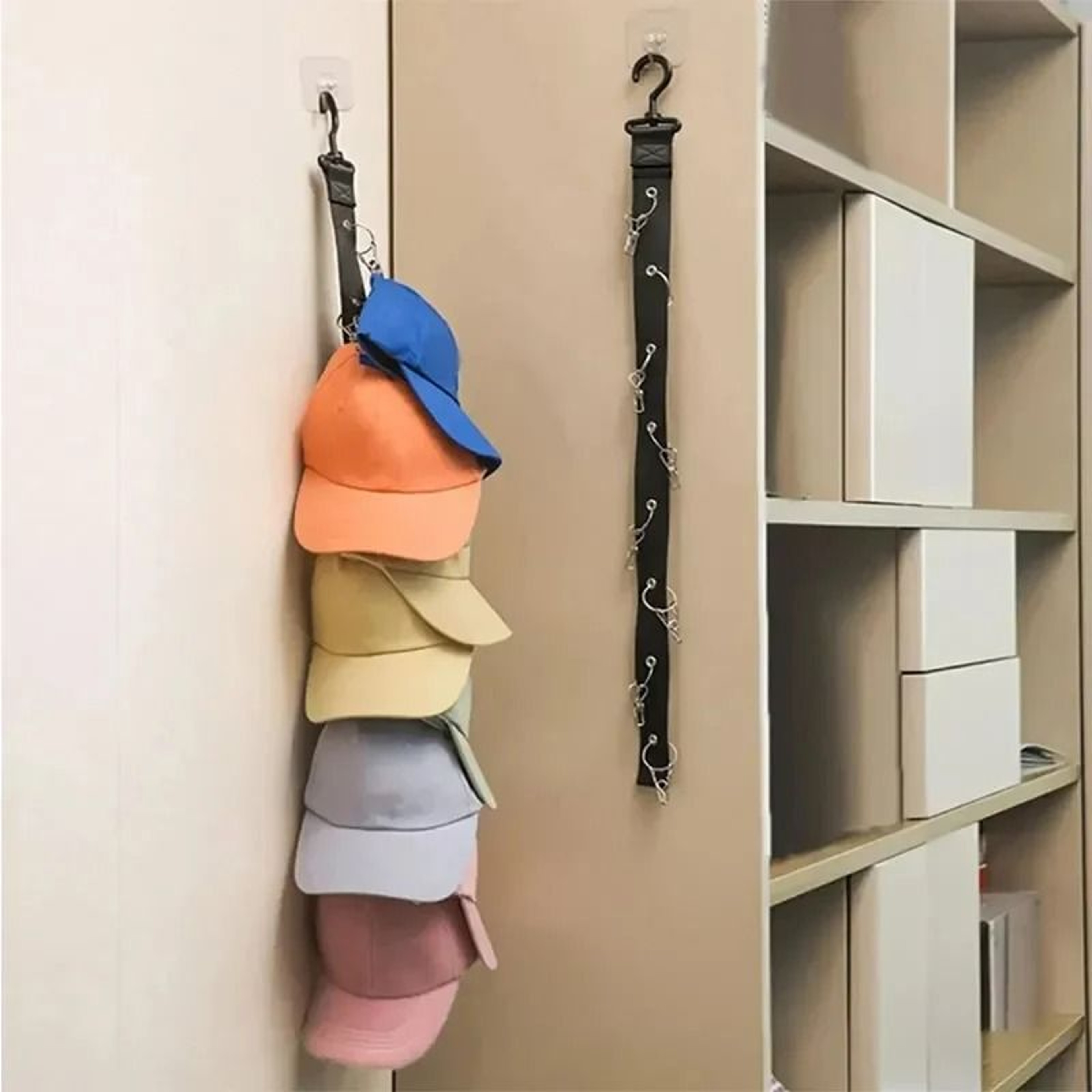 Baseball Cap Organizer With Clips Hanging Hat Storage Rack Holds Up To 16 Hats 7