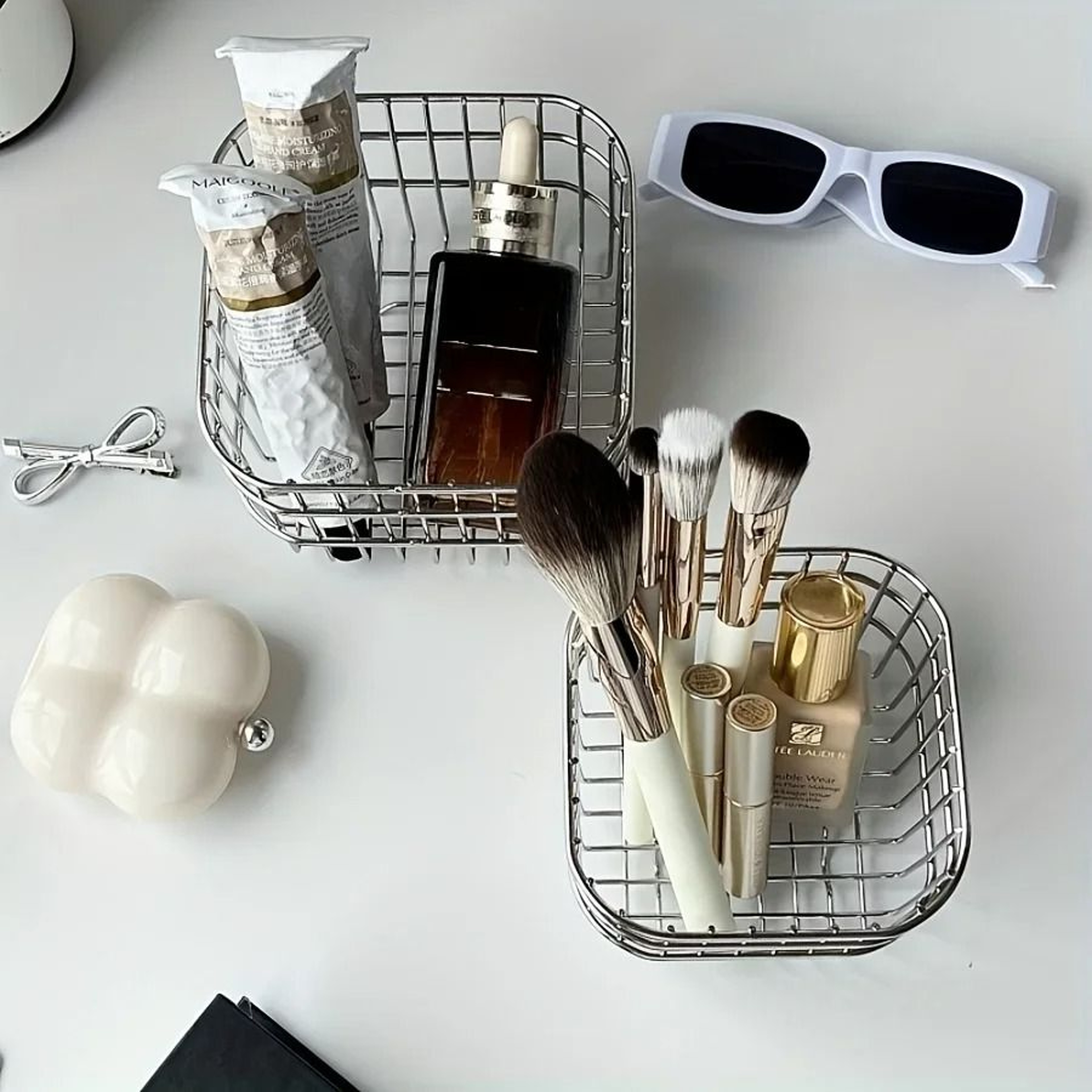 Stainless Steel Storage Basket Multi Purpose Organizer For Bathroom Kitchen And Desk 2