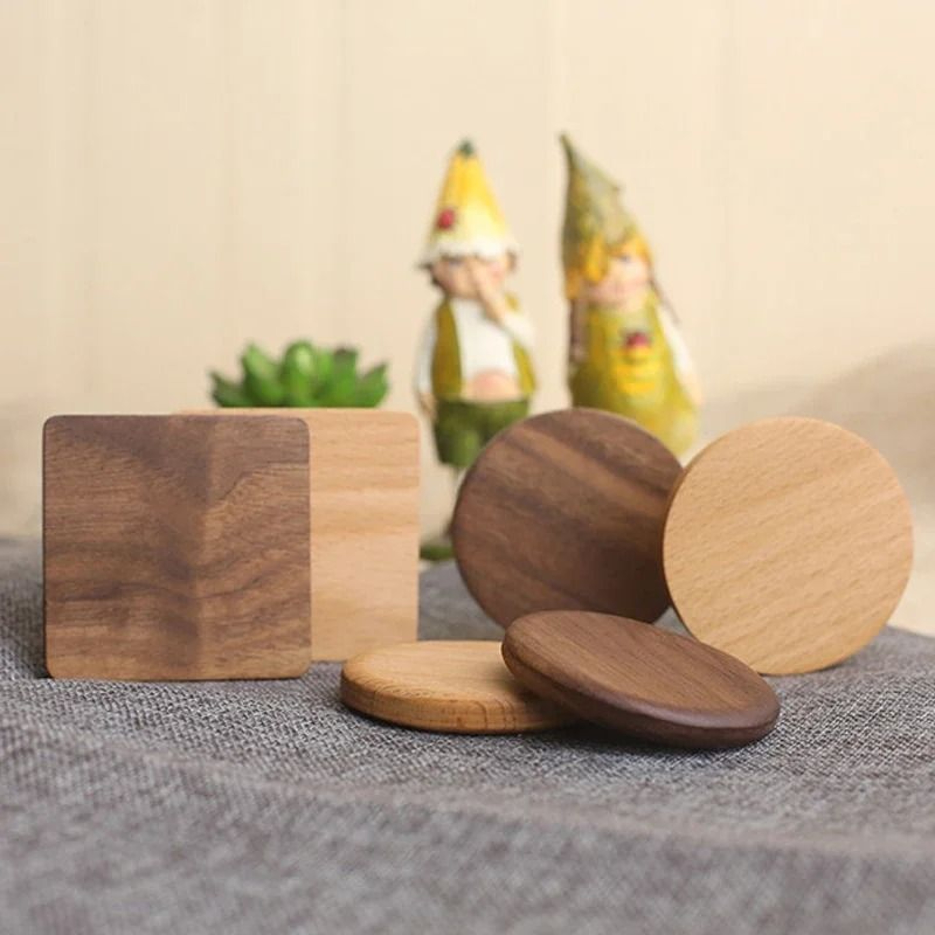 Round Wooden Coaster Natural Wood Cup Mat For Coffee Tea And Drinks 9