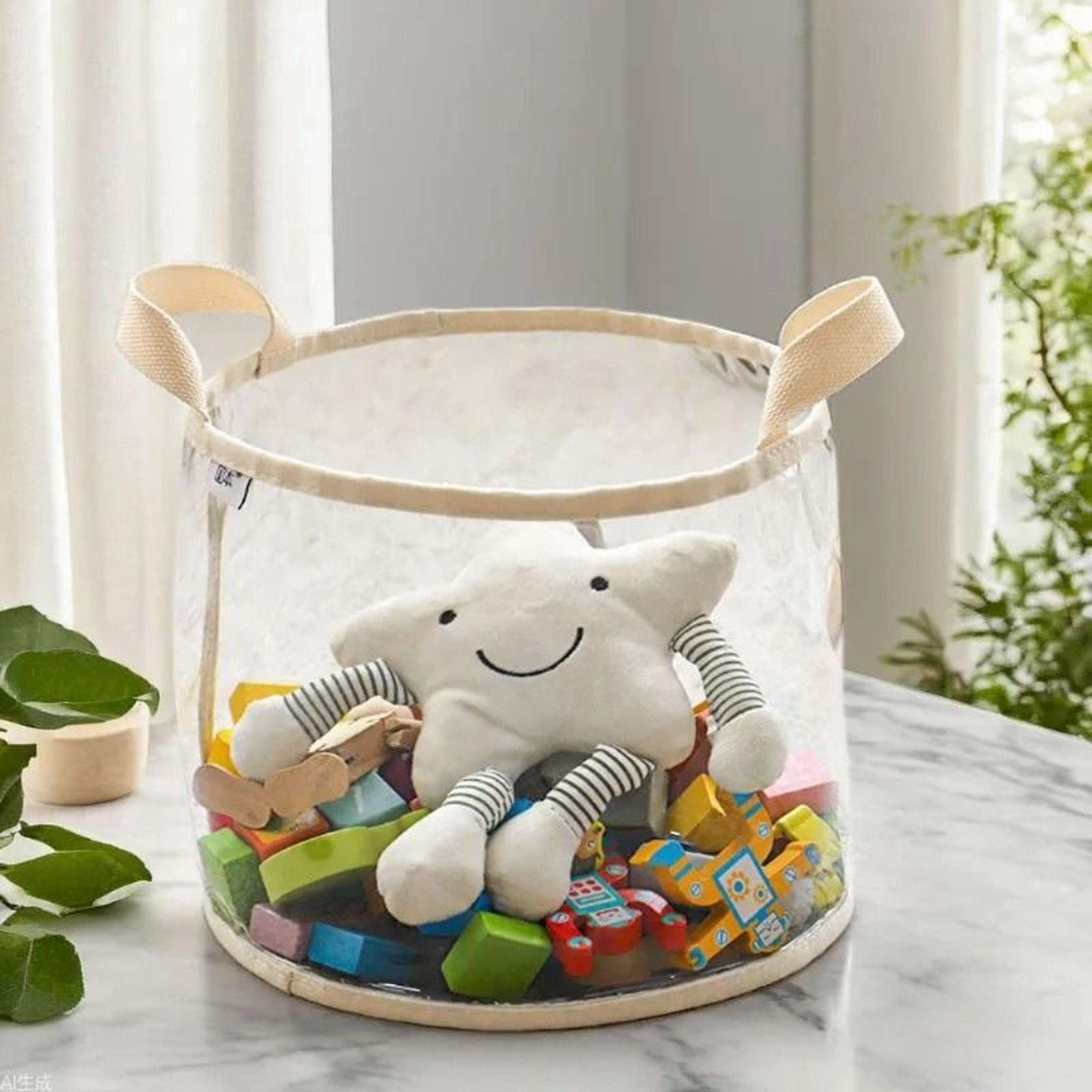Large Transparent Toy Storage Basket High Capacity Kids Toy Organizer Bag 10