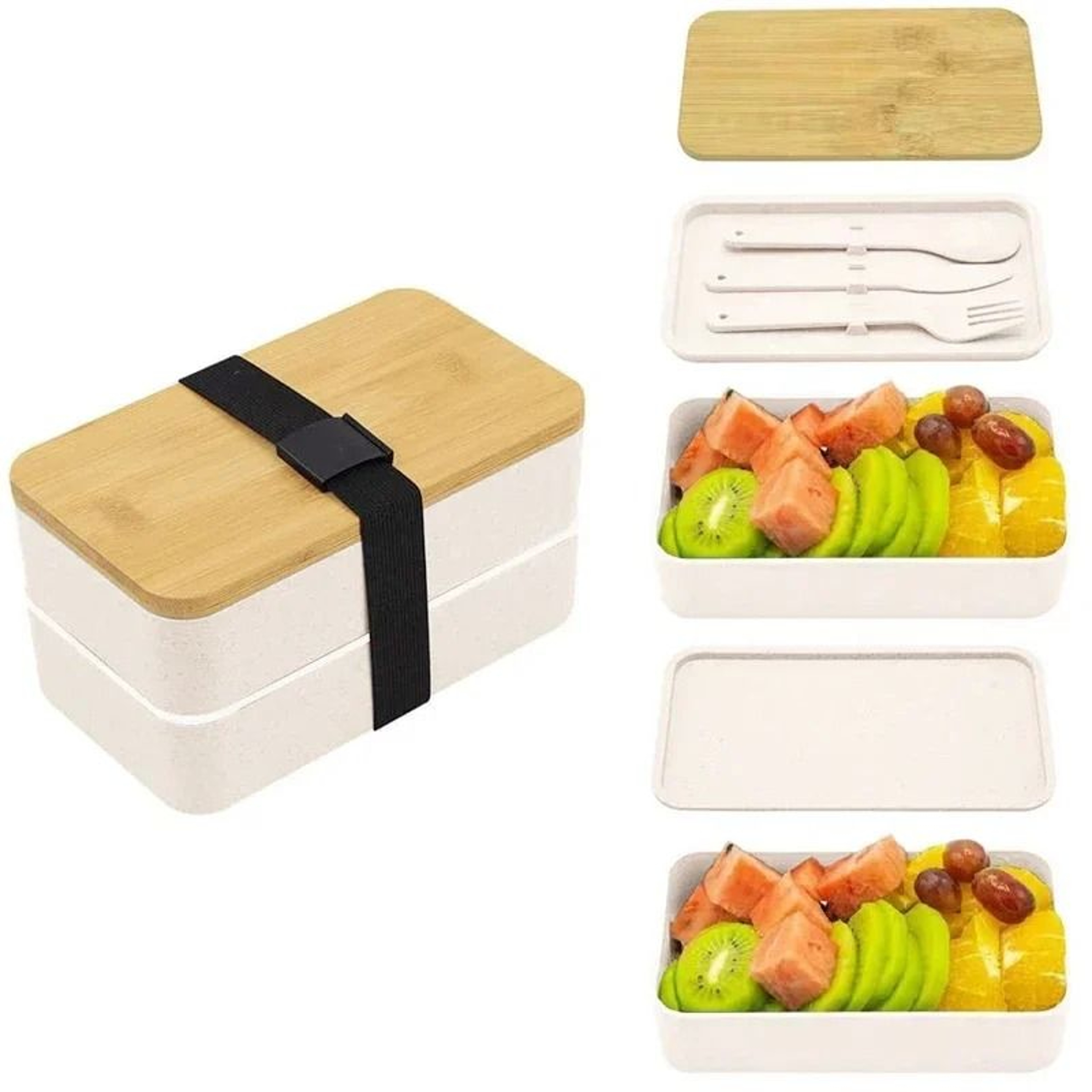 Stackable Bento Lunch Box With Insulated Bag Microwaveable Large Capacity Meal Container 0