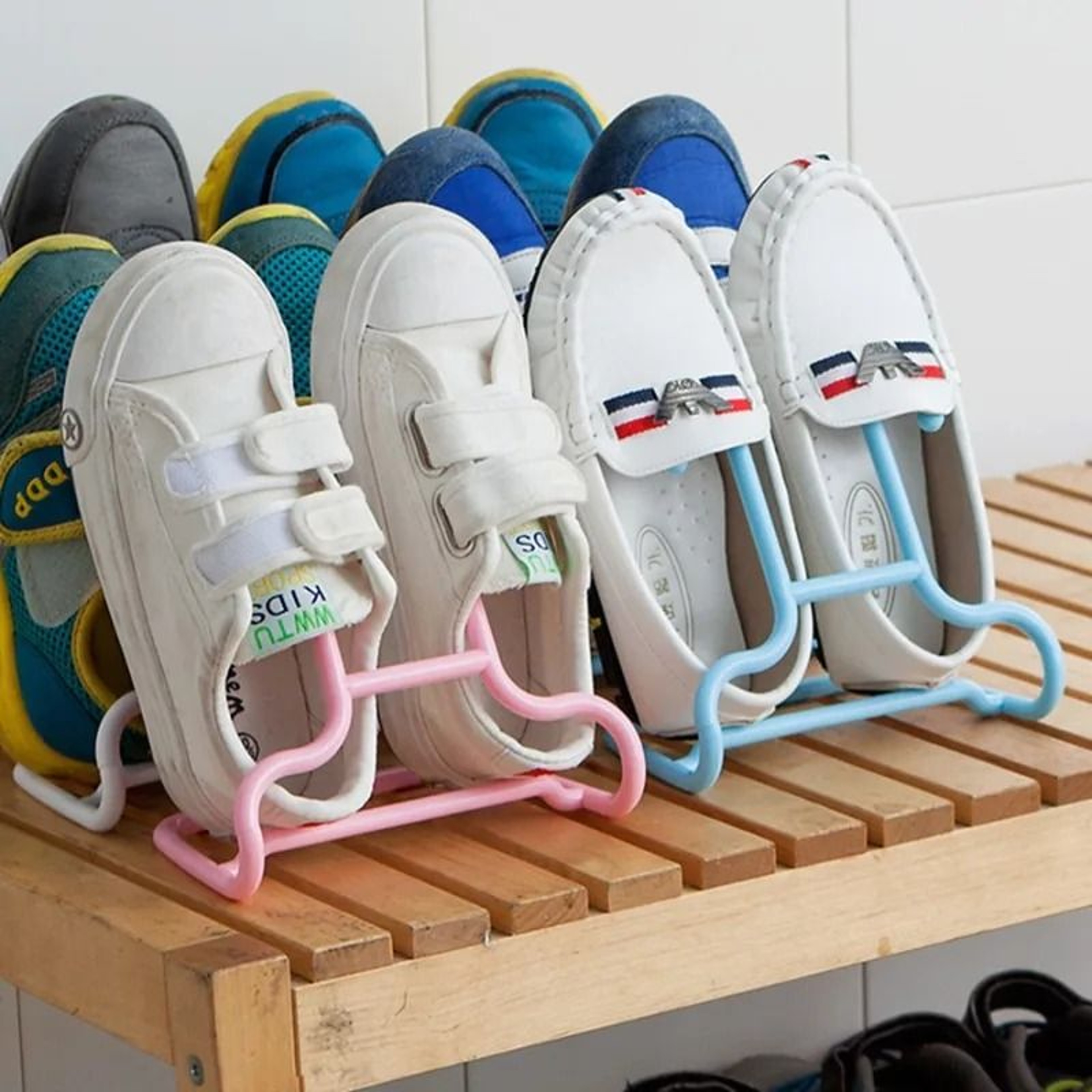 Multi Purpose Shoe Drying Rack Double Hooks Balcony Shoe Storage Organizer 2 Pieces 11
