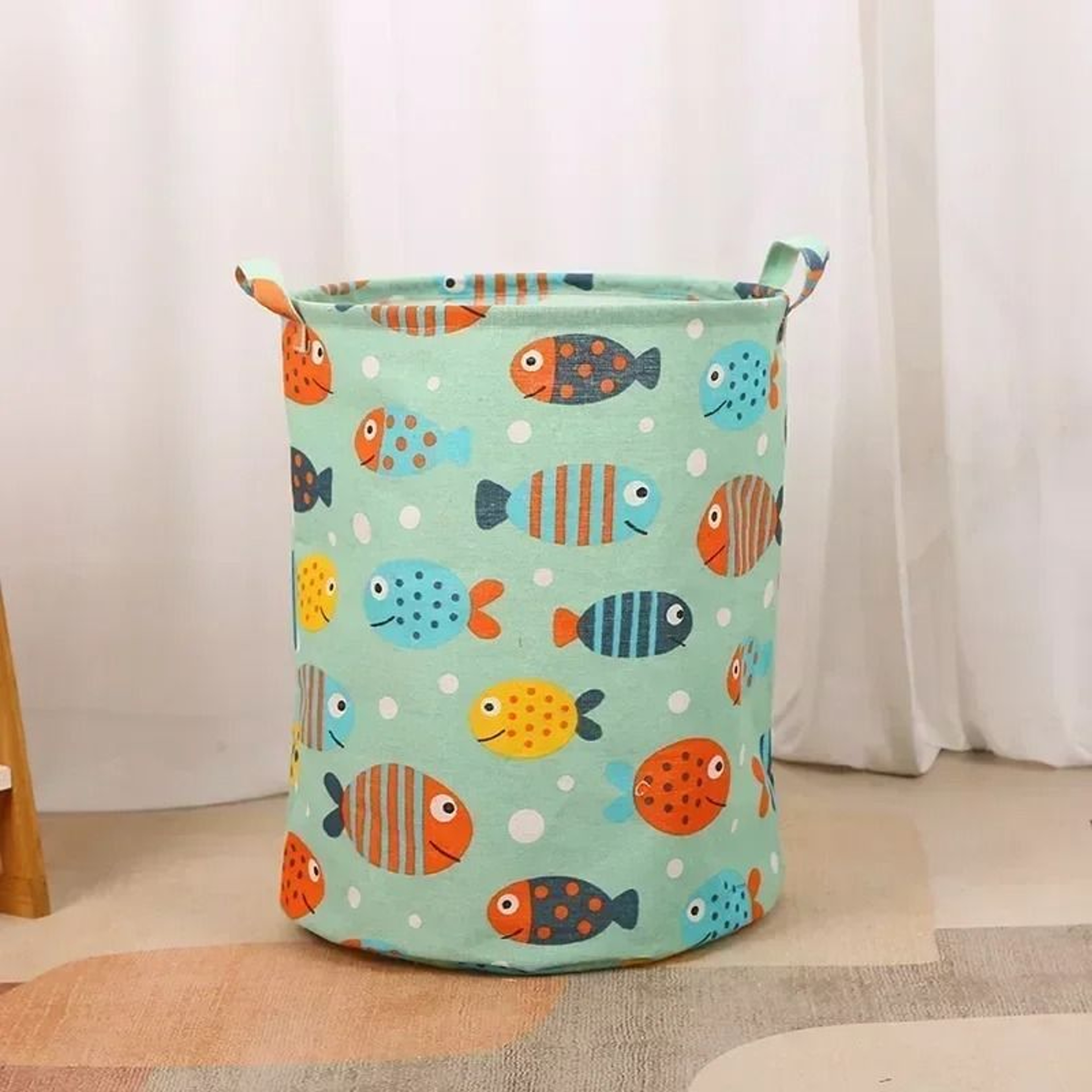 Foldable Cotton Linen Laundry Basket Large Storage Hamper For Clothes And Toys 2