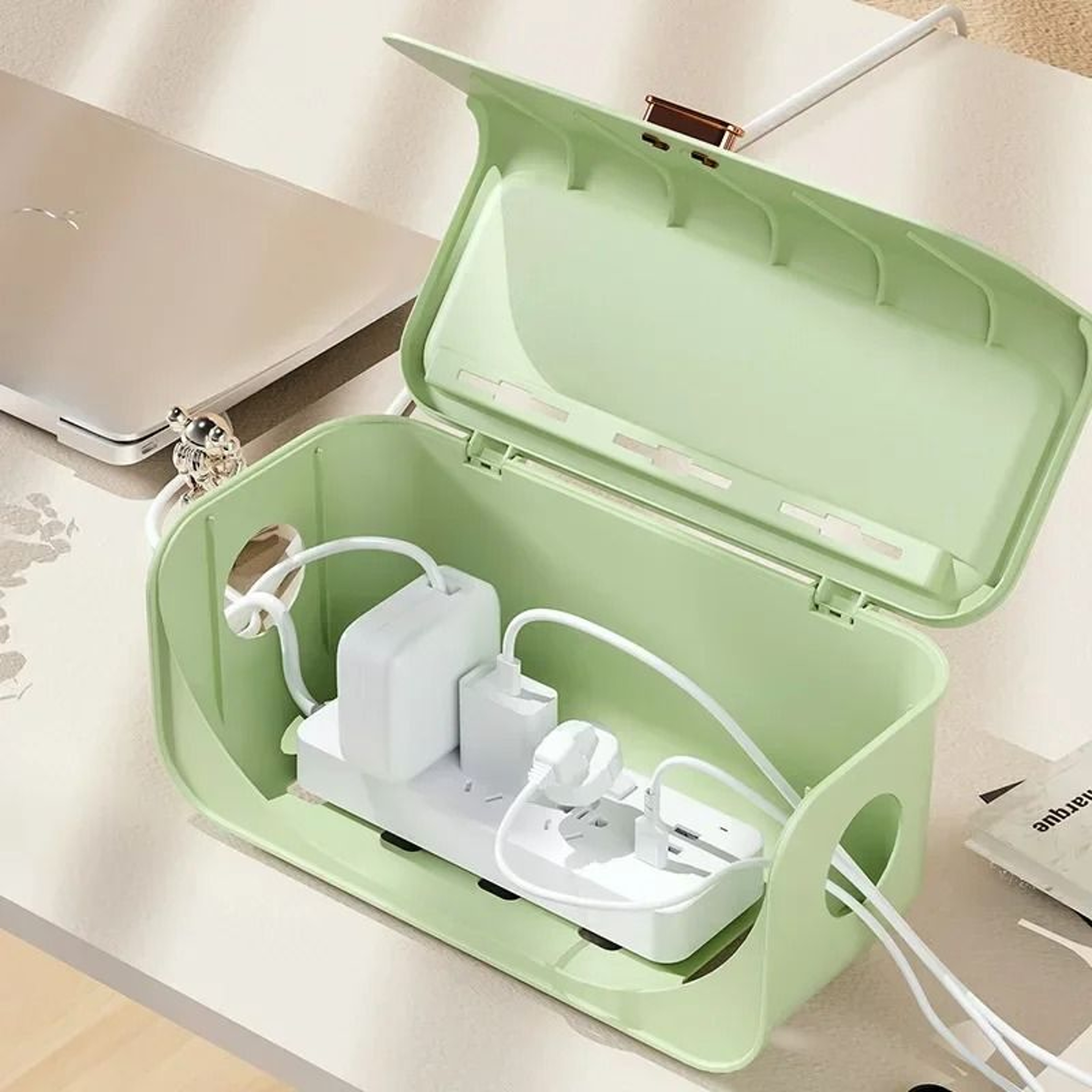 Desktop Cable Storage Box Power Strip Organizer Dustproof Waterproof Cord Case 7