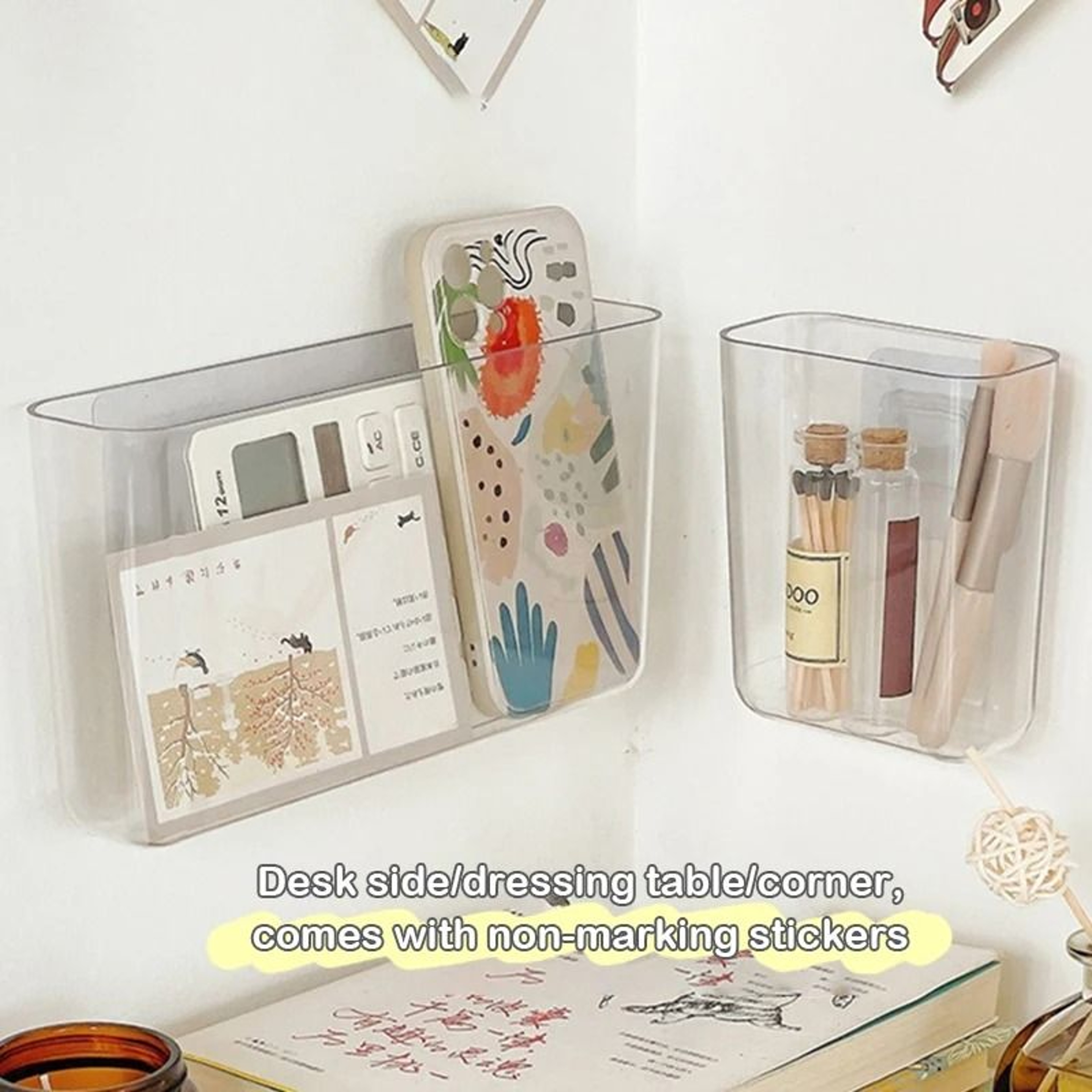 Transparent Wall Mounted Remote Control Holder Bedside Storage Organizer 7