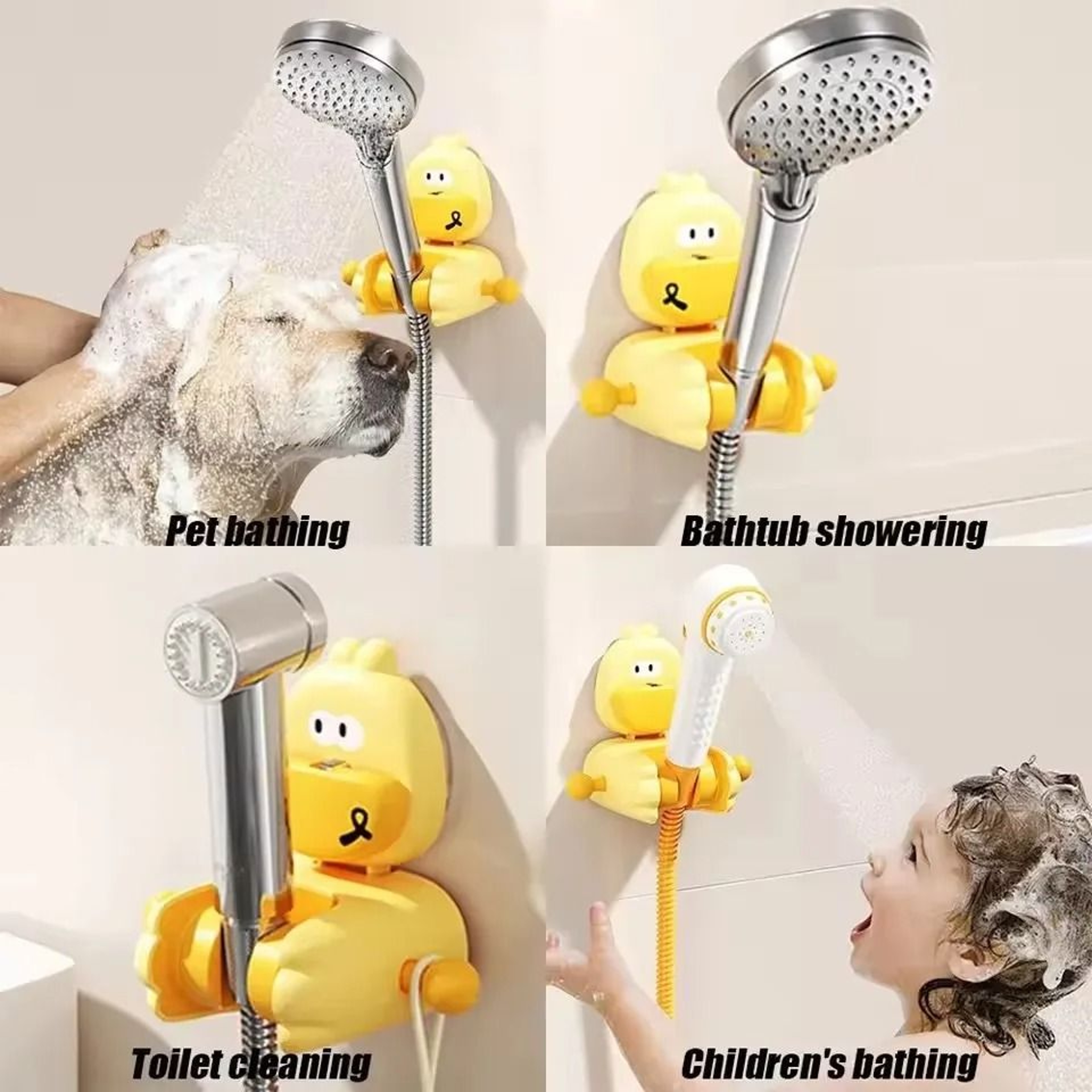 Adjustable Shower Head Holder Suction Cup No Drill Wall Mount 4