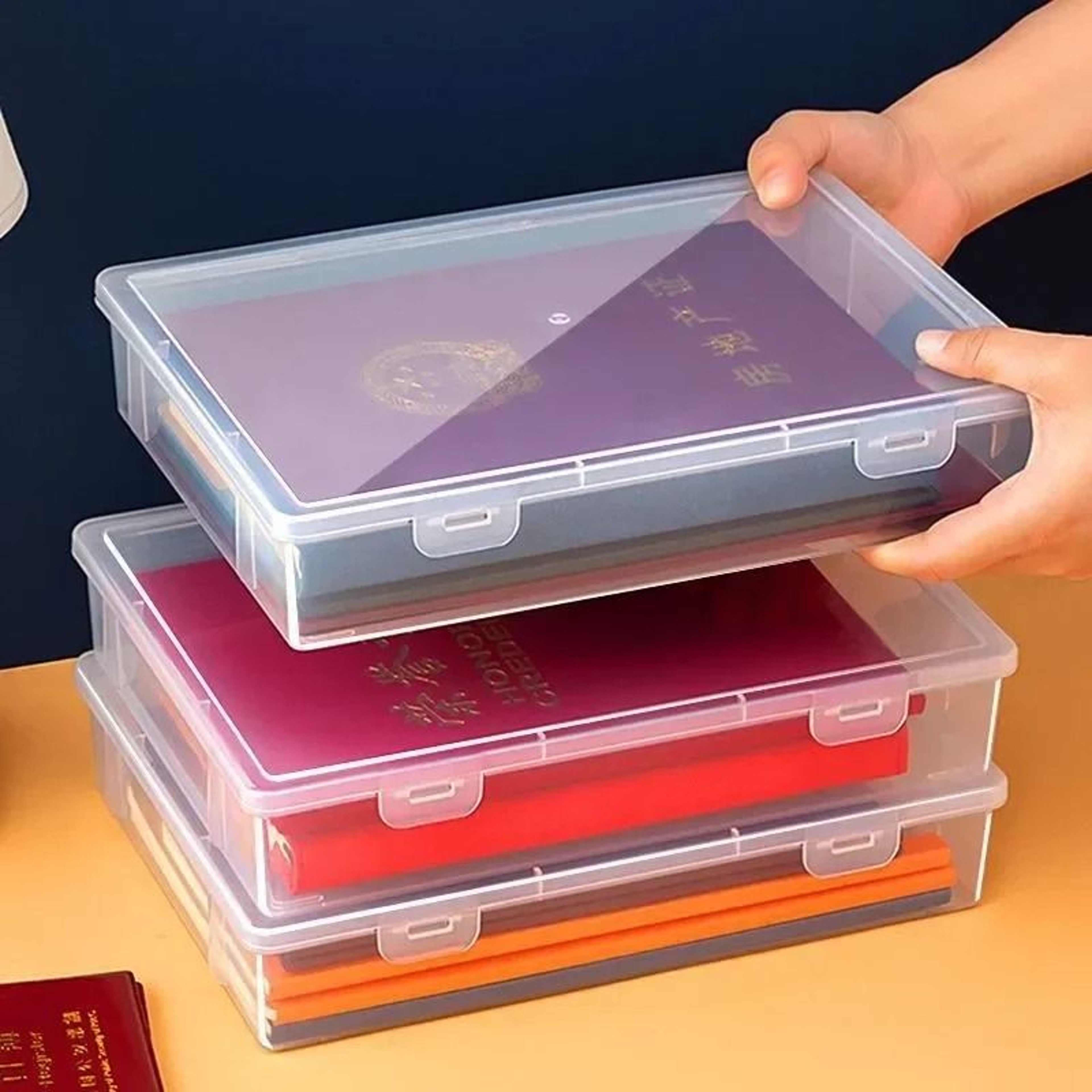 A4 Document Organizer Box Dustproof File Storage For Certificates And Papers 5