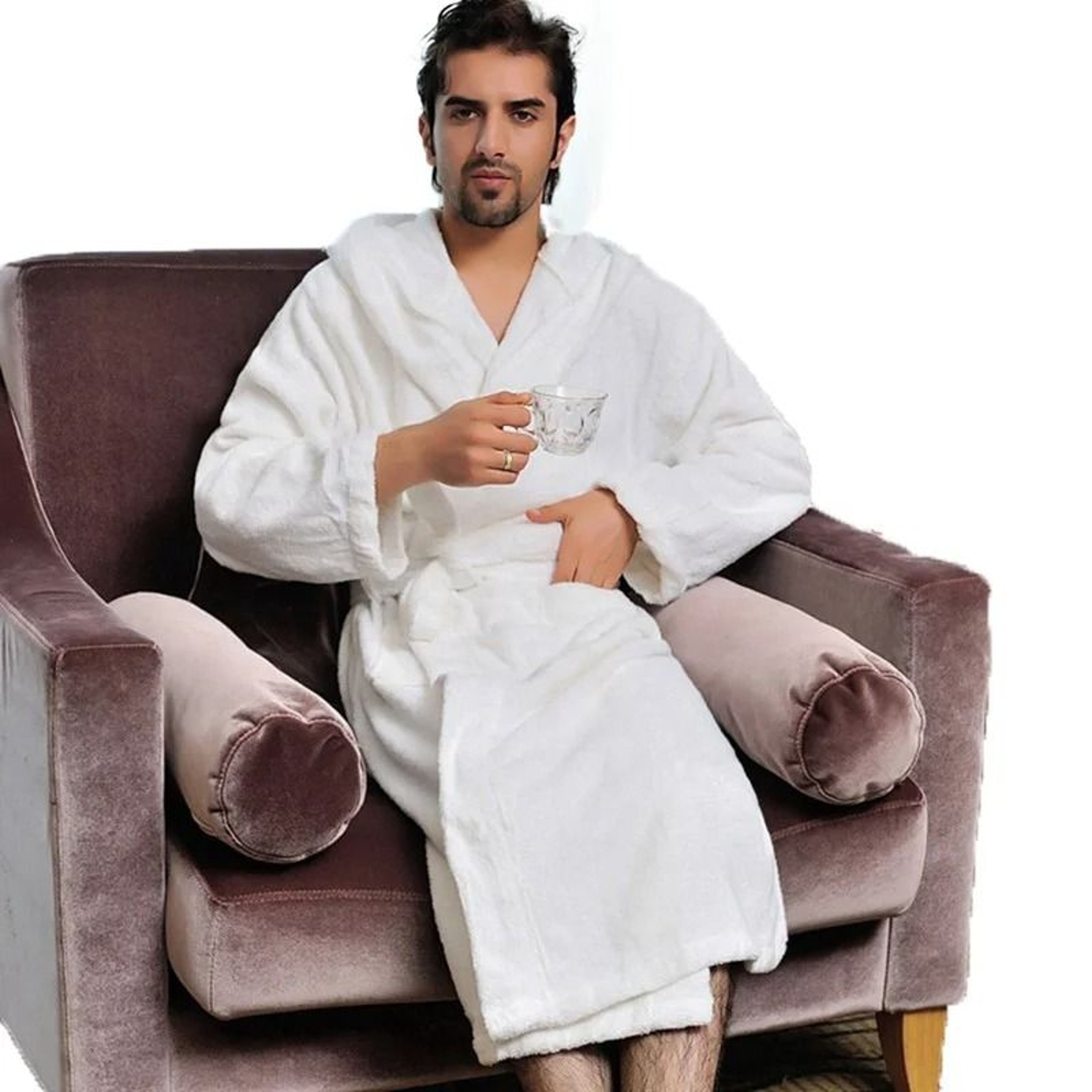 Mens Hooded Cotton Terry Bathrobe Long Towel Robe For Big And Tall 8