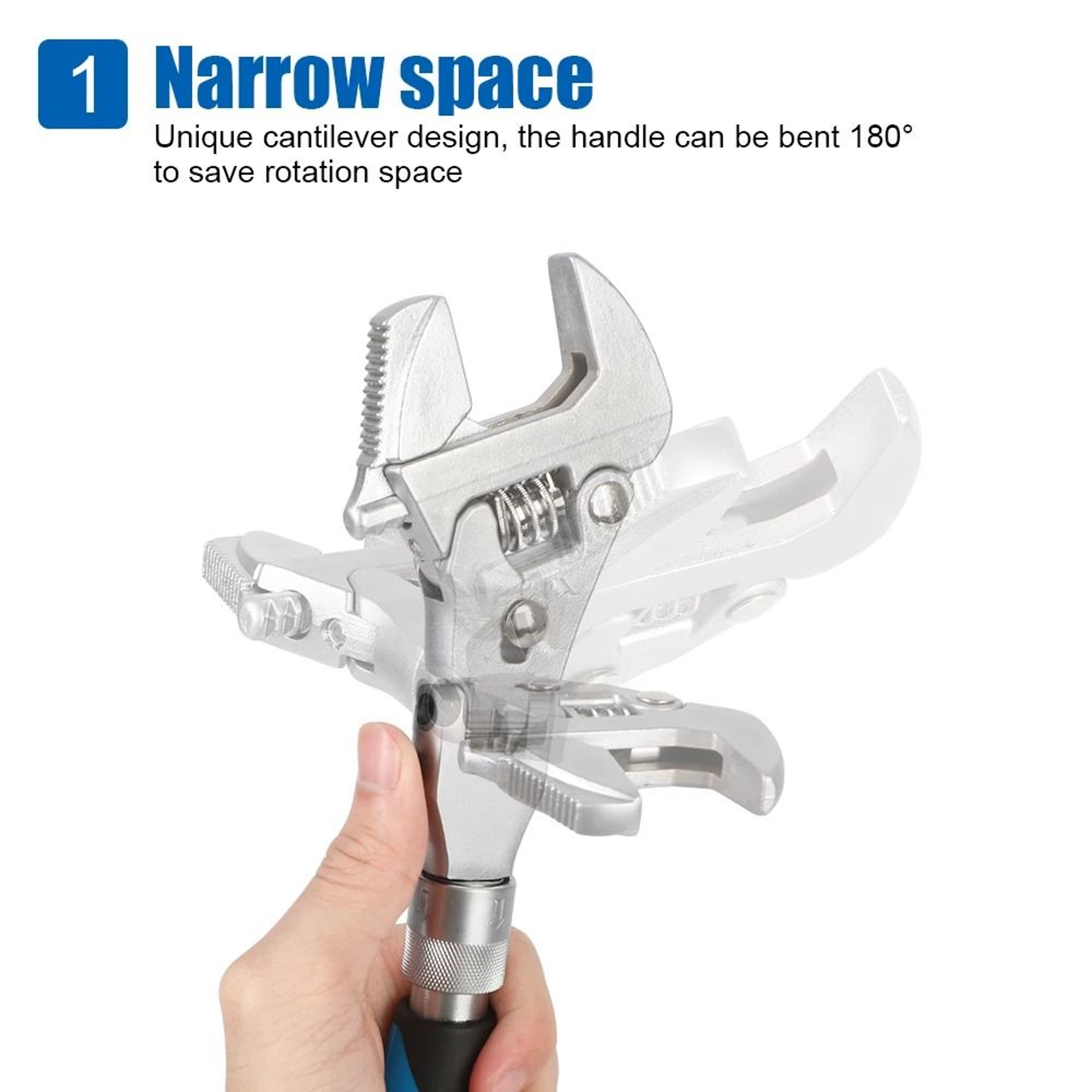 10 Inch Adjustable Torque Ratchet Wrench 5 In 1 Folding Spanner For Home And Repair Work 4