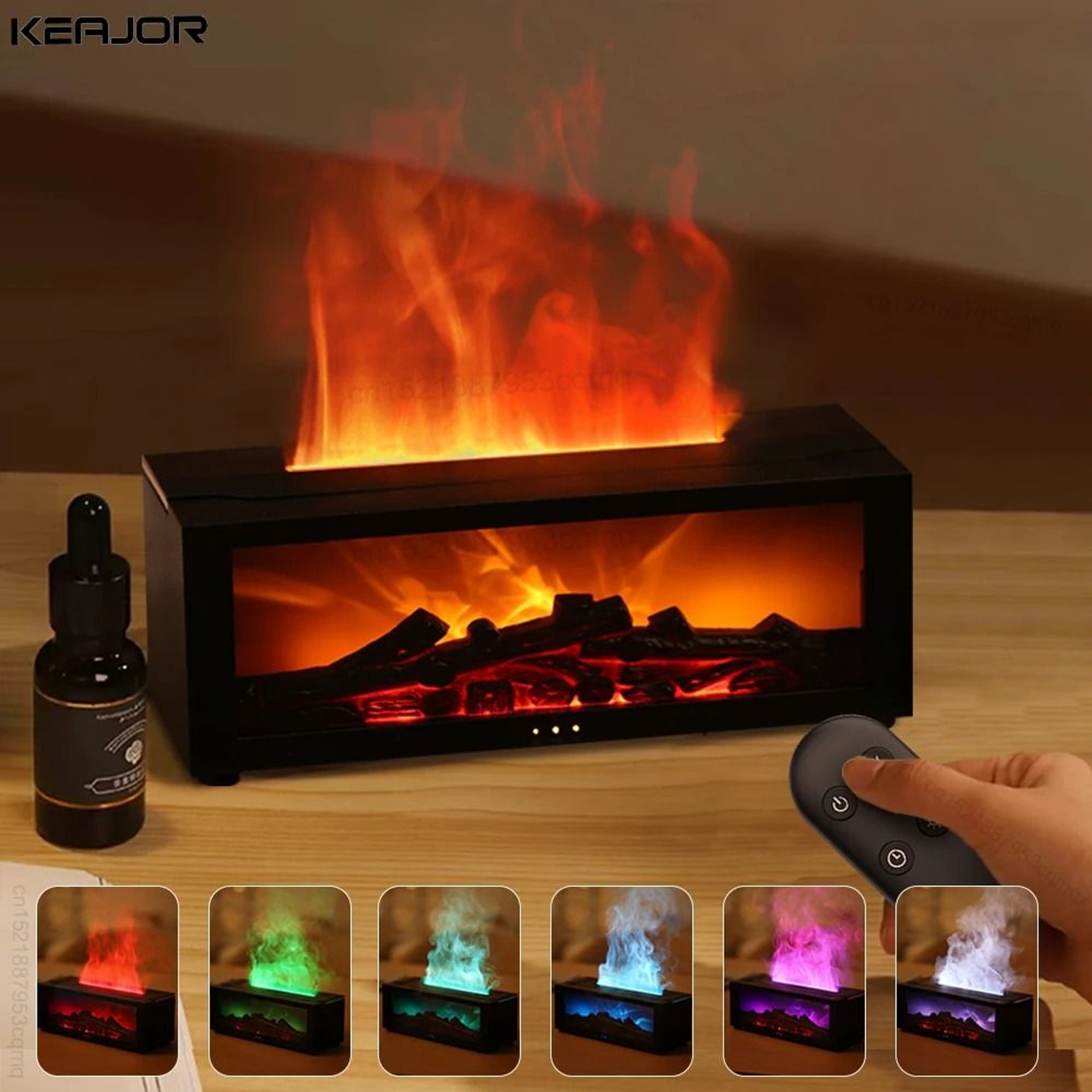 Flame Effect Aroma Humidifier Essential Oil Diffuser With RGB Light And Remote Control 3