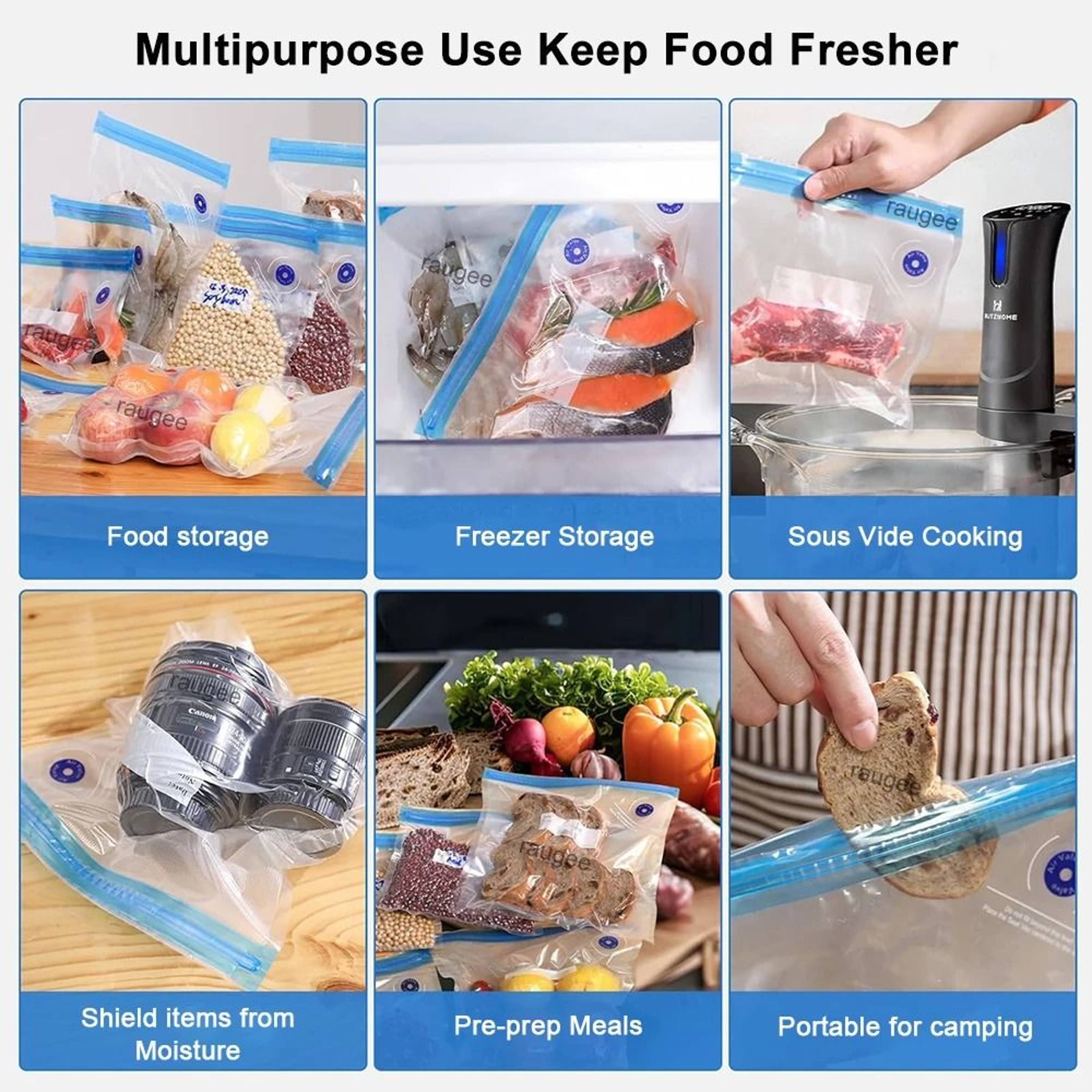 Reusable Food Vacuum Bags BPA Free Vacuum Sealing Storage Bags With Air Valve 10 Pack 5