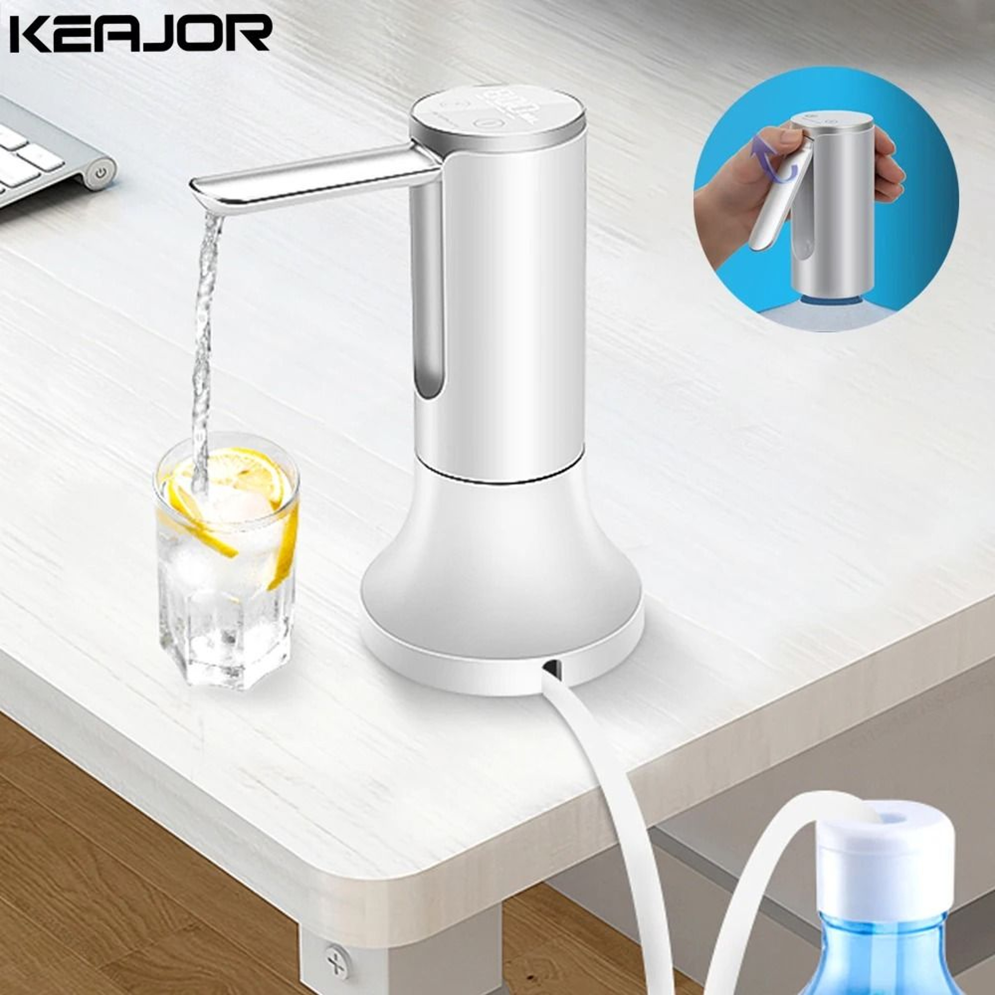Rechargeable Electric Water Gallon Pump Automatic Dispenser For 19 Liter Bottles 0