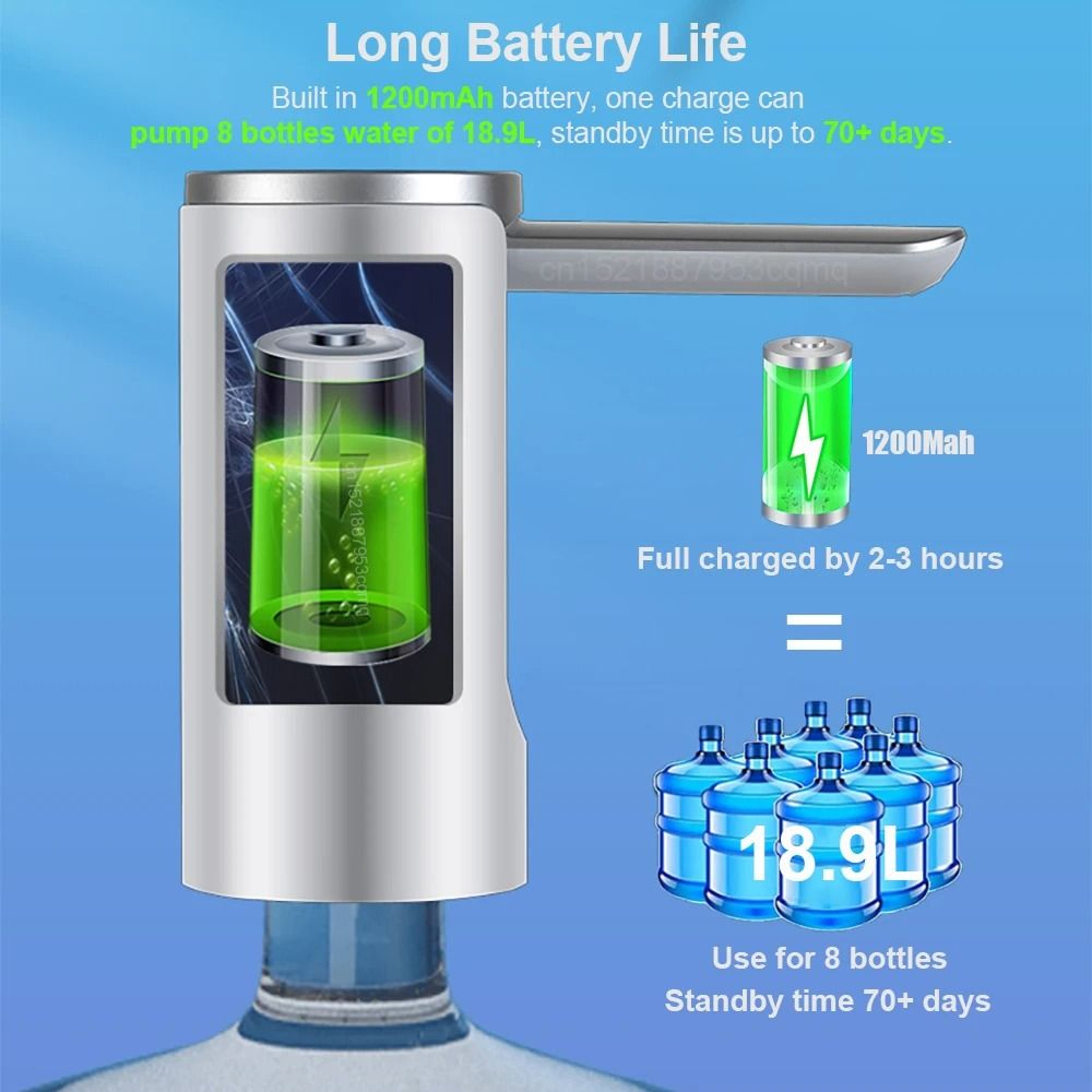 Rechargeable Electric Water Gallon Pump Automatic Dispenser For 19 Liter Bottles 8