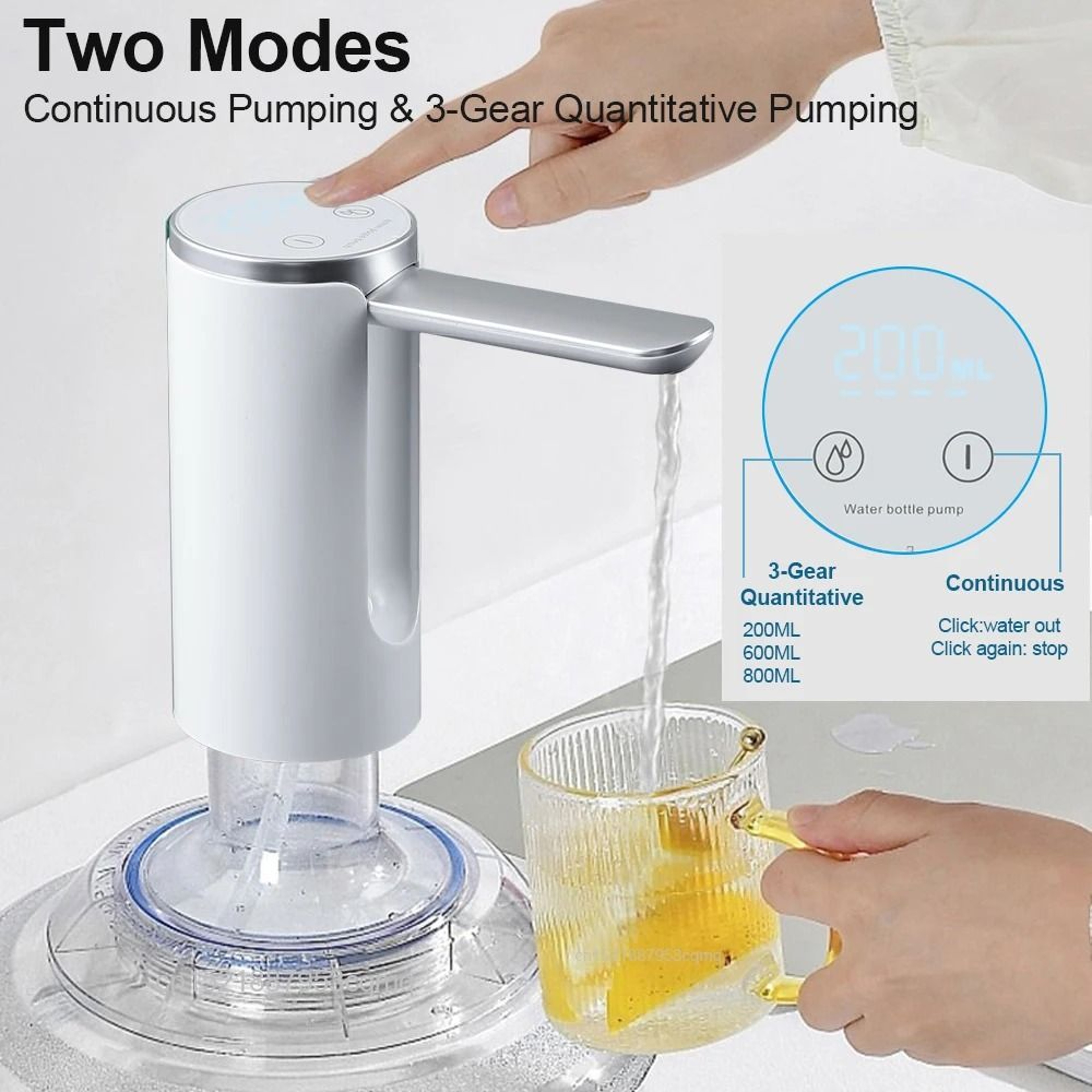 Rechargeable Electric Water Gallon Pump Foldable Automatic Dispenser For 19 Liter Bottles 6