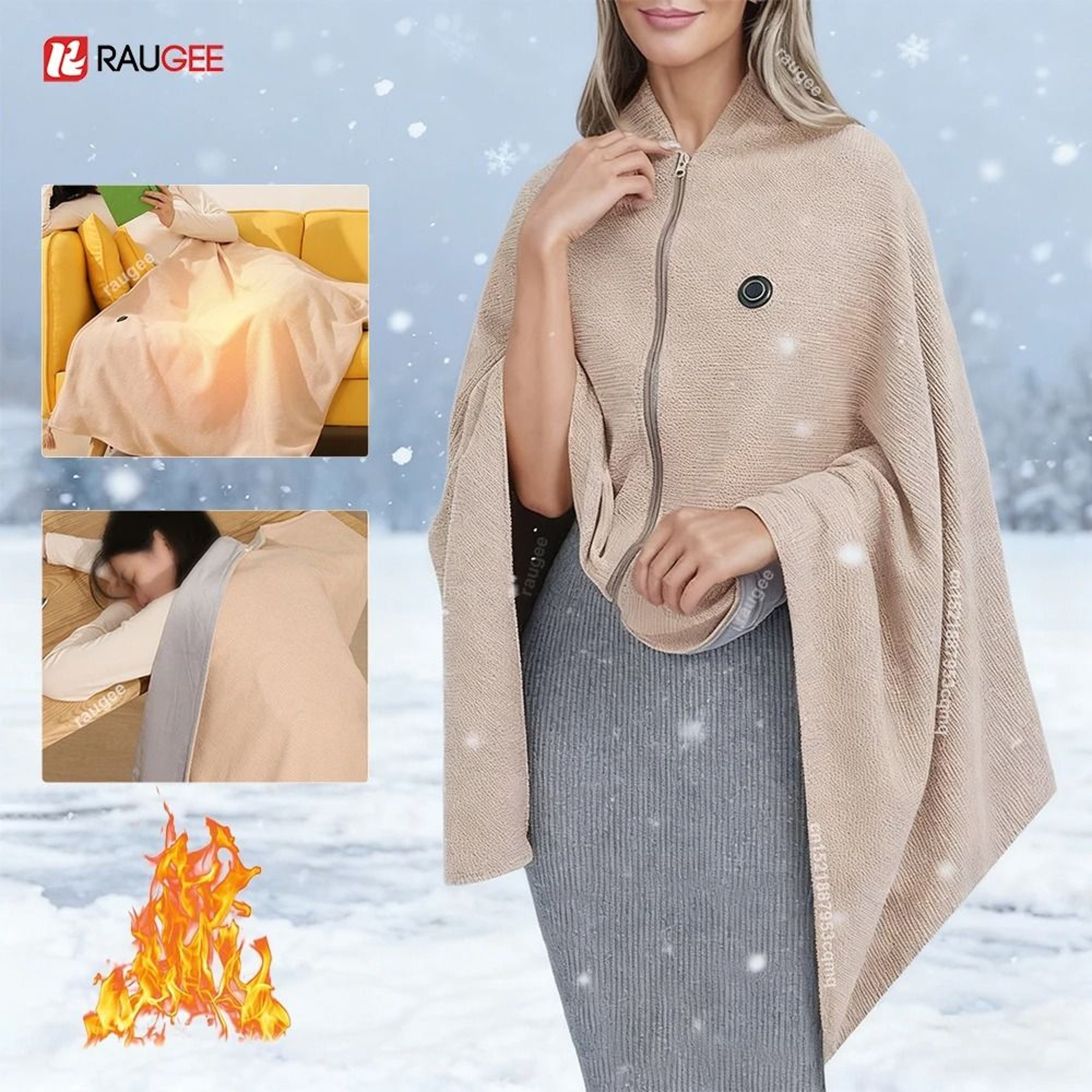 USB Wearable Heated Blanket Rechargeable Electric Shoulder Warmer With 3 Heat Settings 0