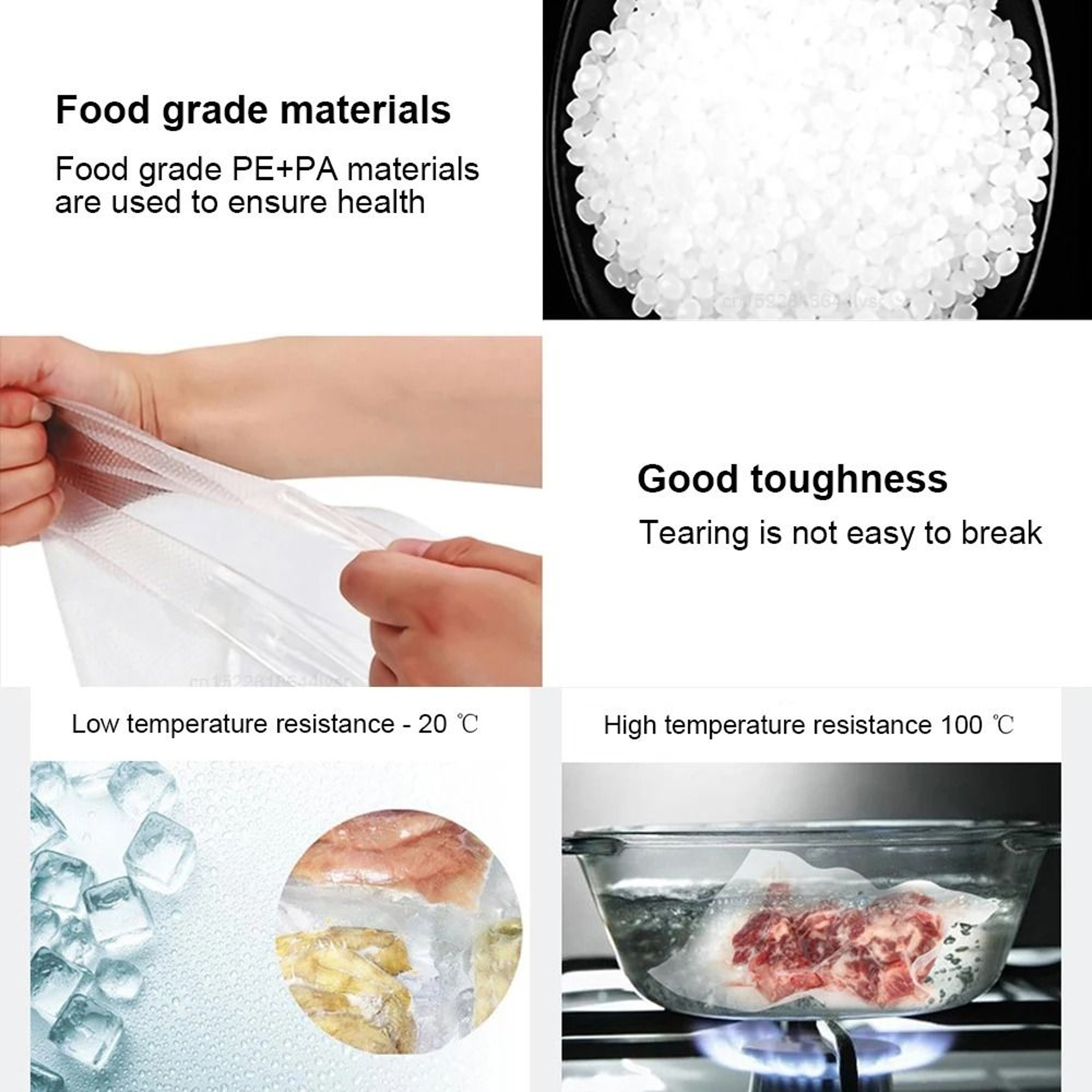 Vacuum Sealer Food Storage Bags 100 Pack Airtight Vacuum Packaging Bags 11