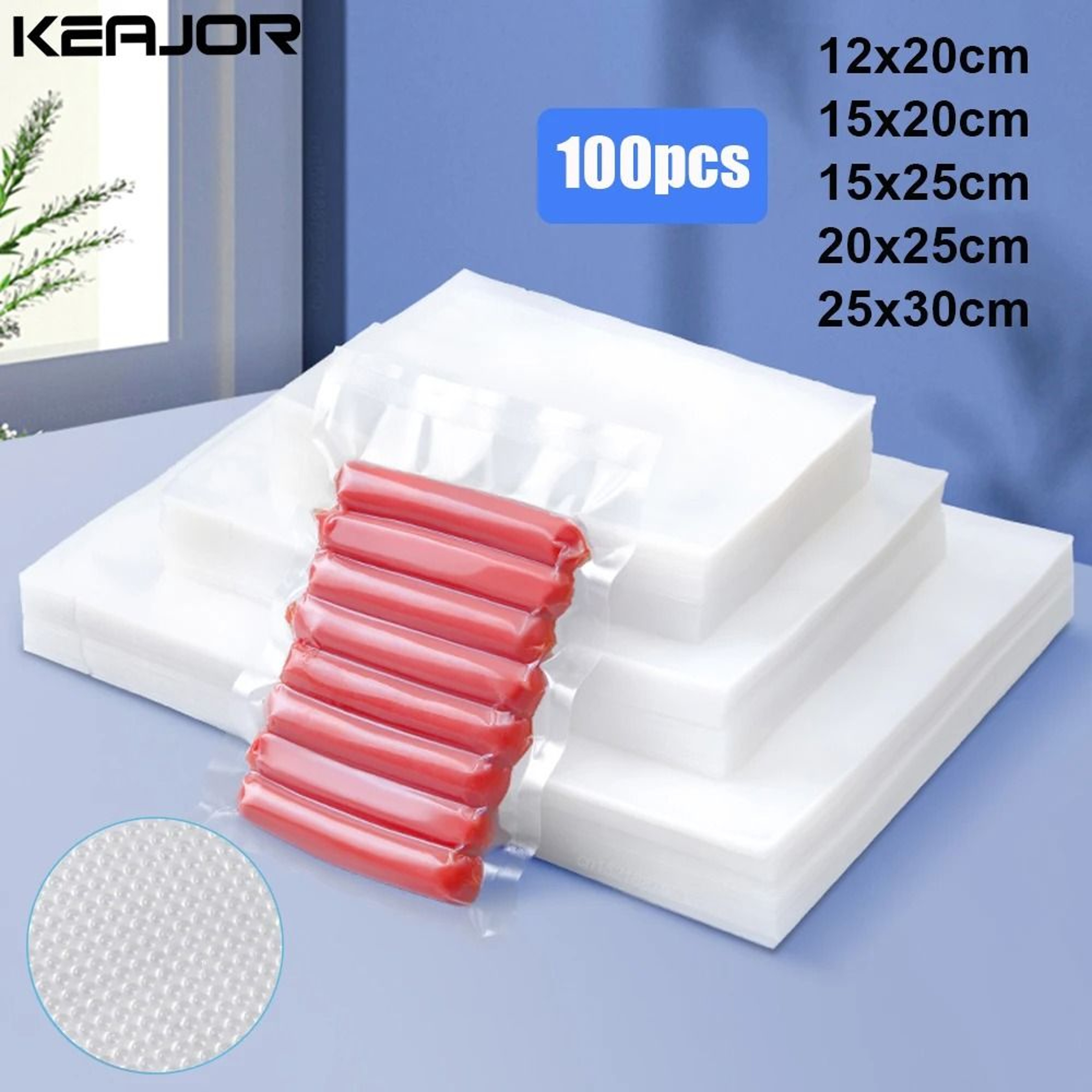 Vacuum Sealer Food Storage Bags 100 Pack Airtight Vacuum Packaging Bags 8