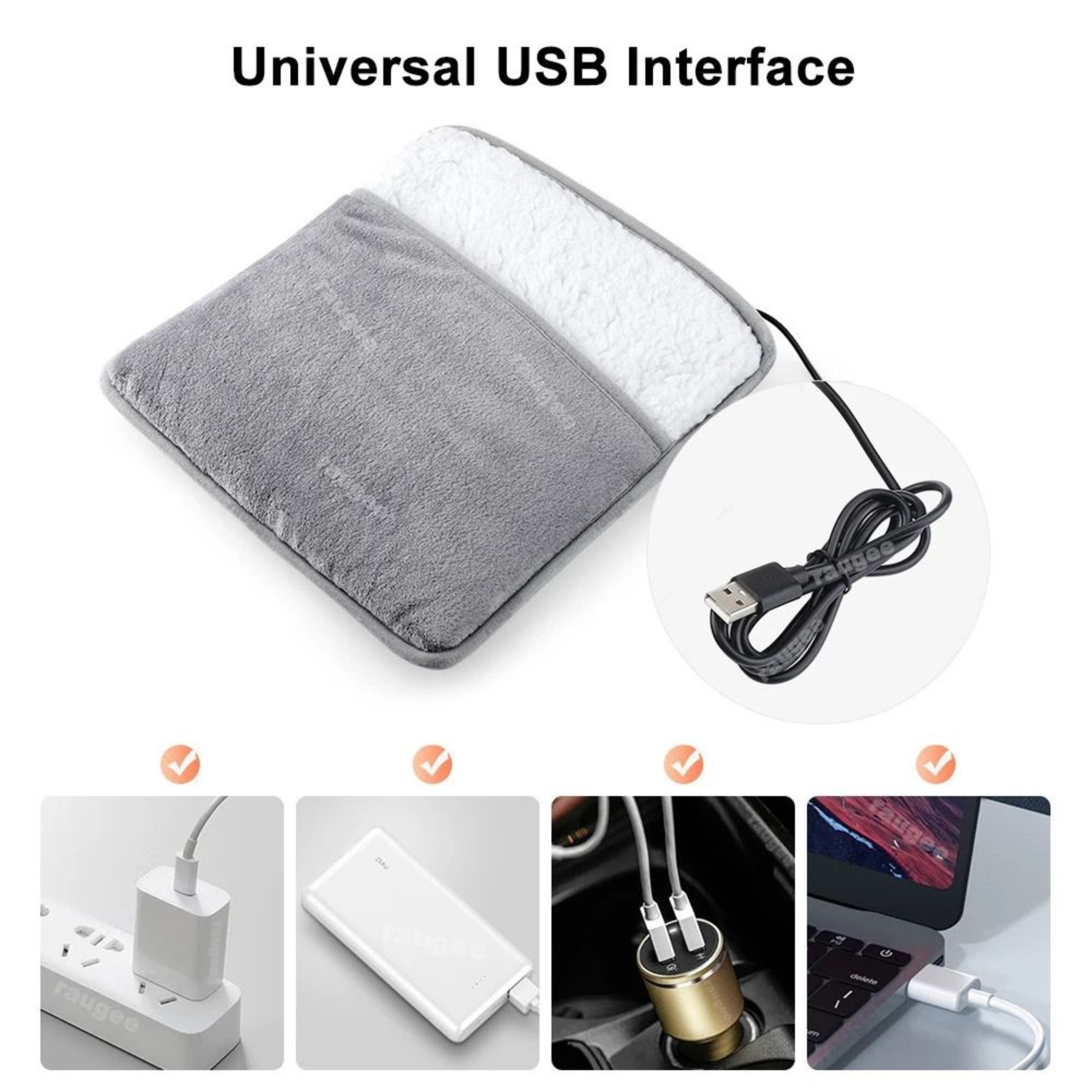 USB Electric Foot Warmer Plush Heating Pad Portable Winter Foot Warming Mat 4