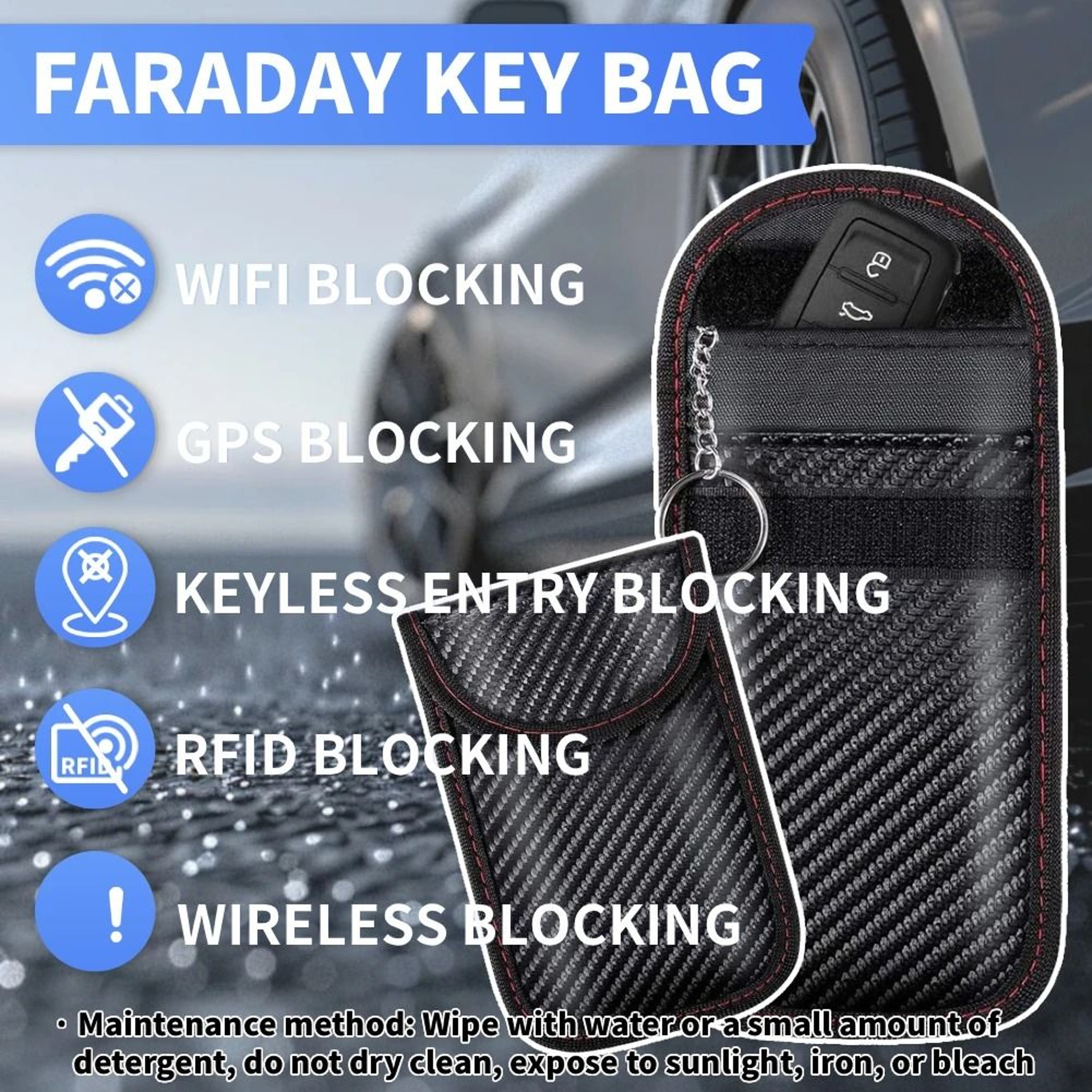 Car Key Signal Blocker Faraday Pouch RFID Protection Case Set Of 2 5