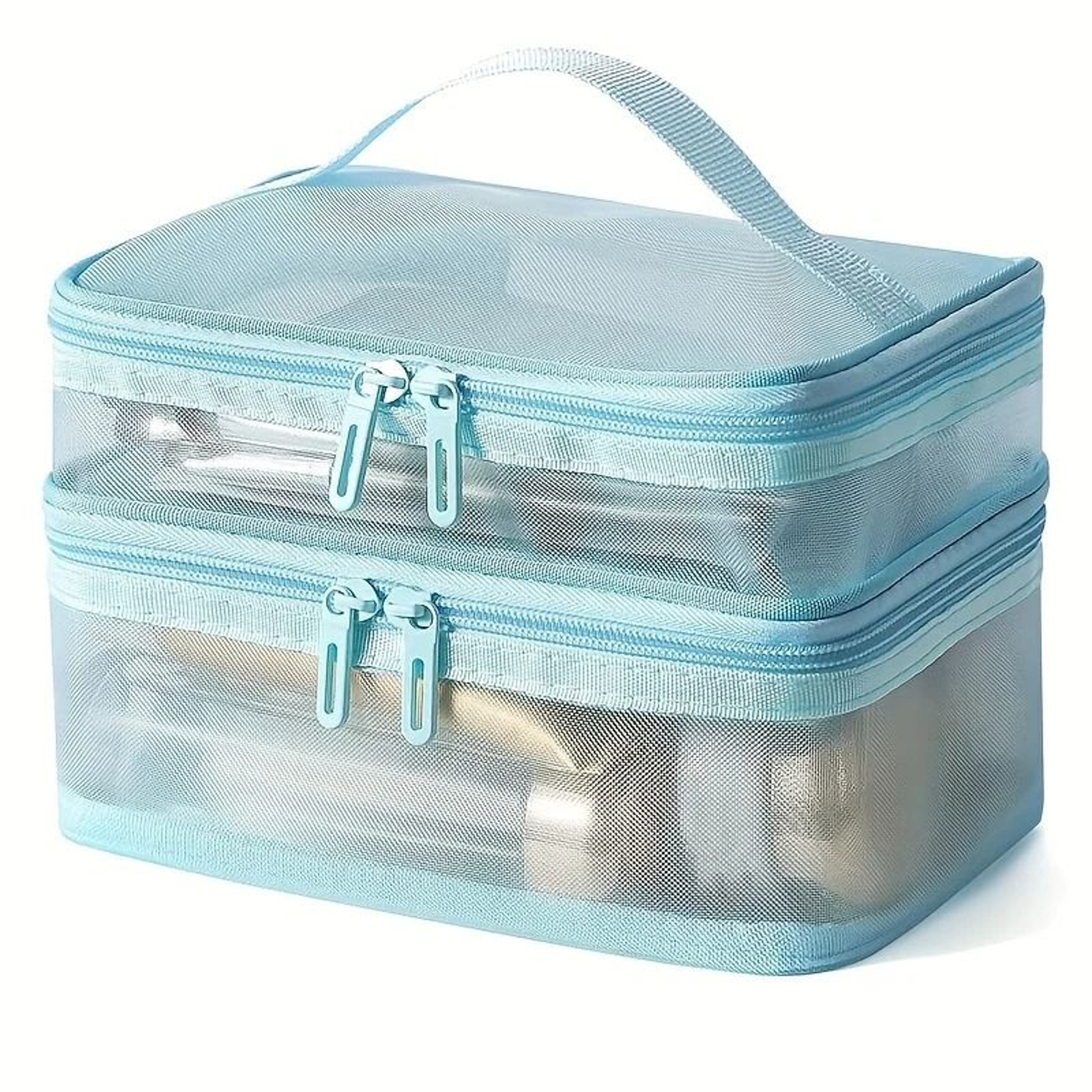 Double Layer Makeup Bag Large Capacity Travel Cosmetic Organizer 3