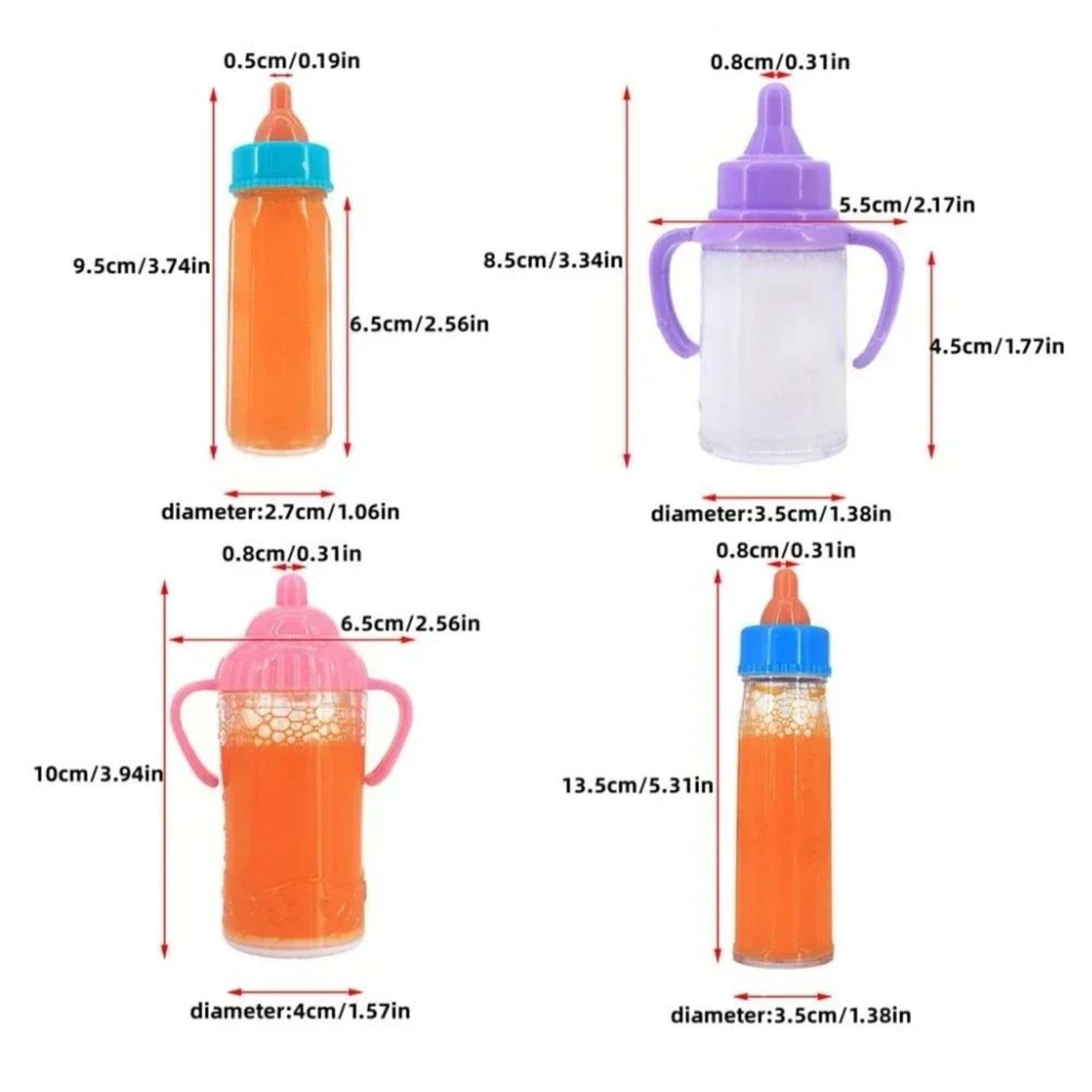 Small Baby Doll Feeding Bottle And Pacifier Set With Milk And Juice Bottles For Pretend Play 3