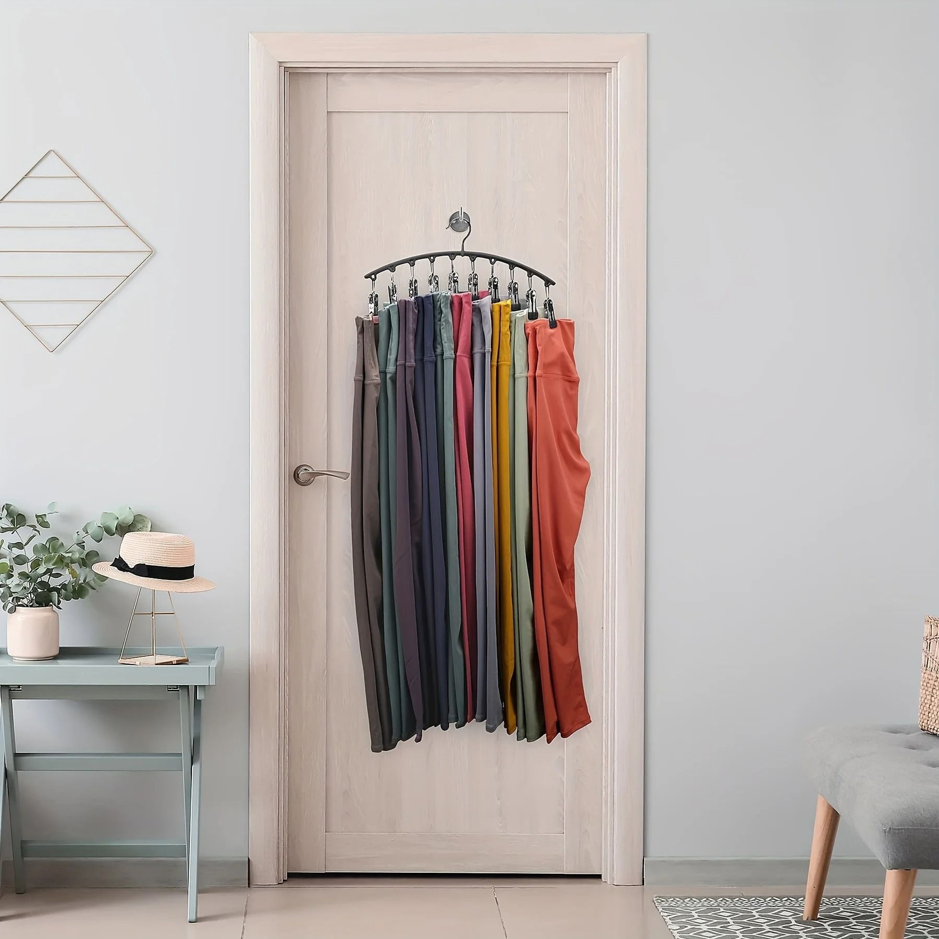 Metal Pants Hanger With Clips Curved Leggings Organizer Closet Space Saver 5