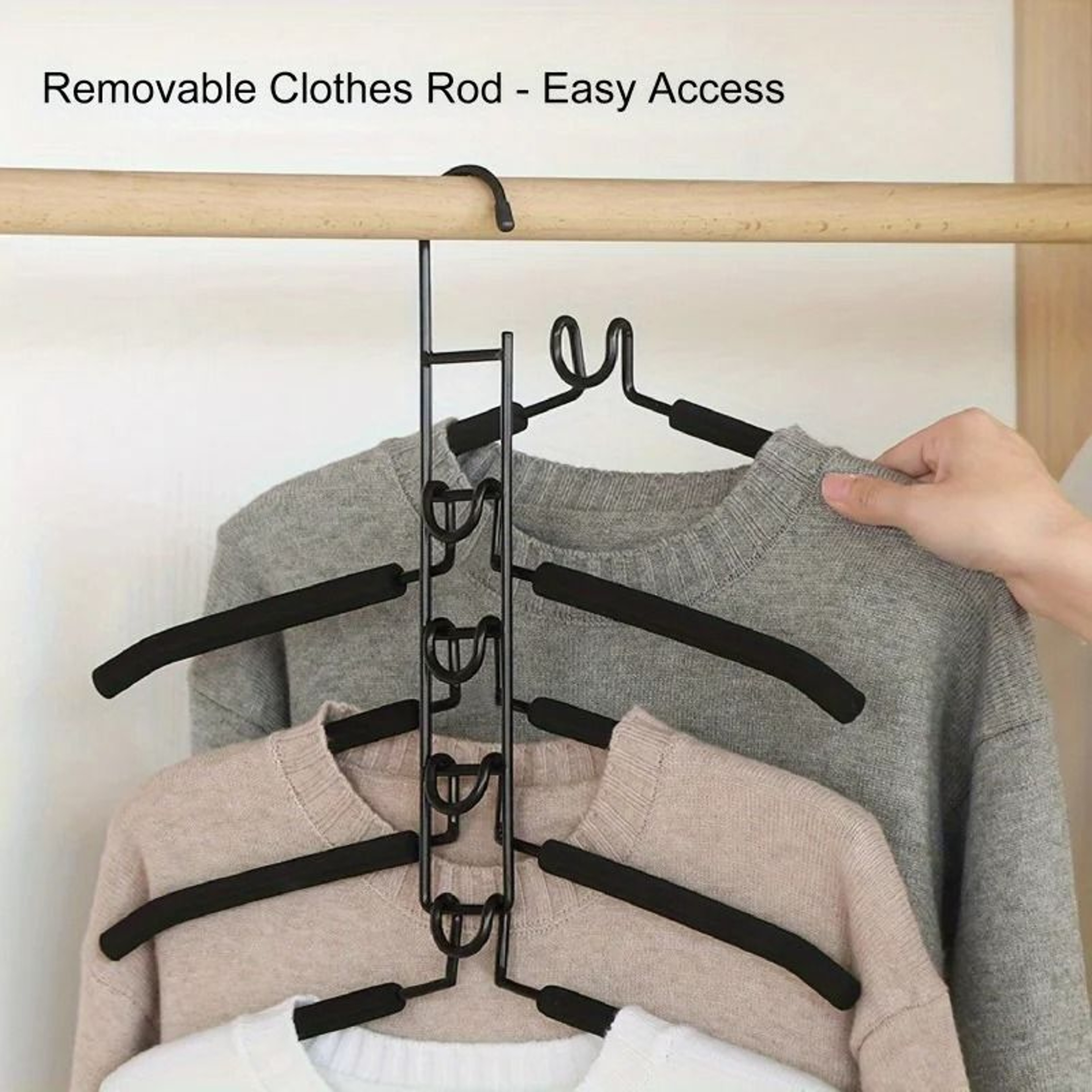 5 Layer Space Saving Clothes Hanger Detachable Multi Tier Closet Organizer 3