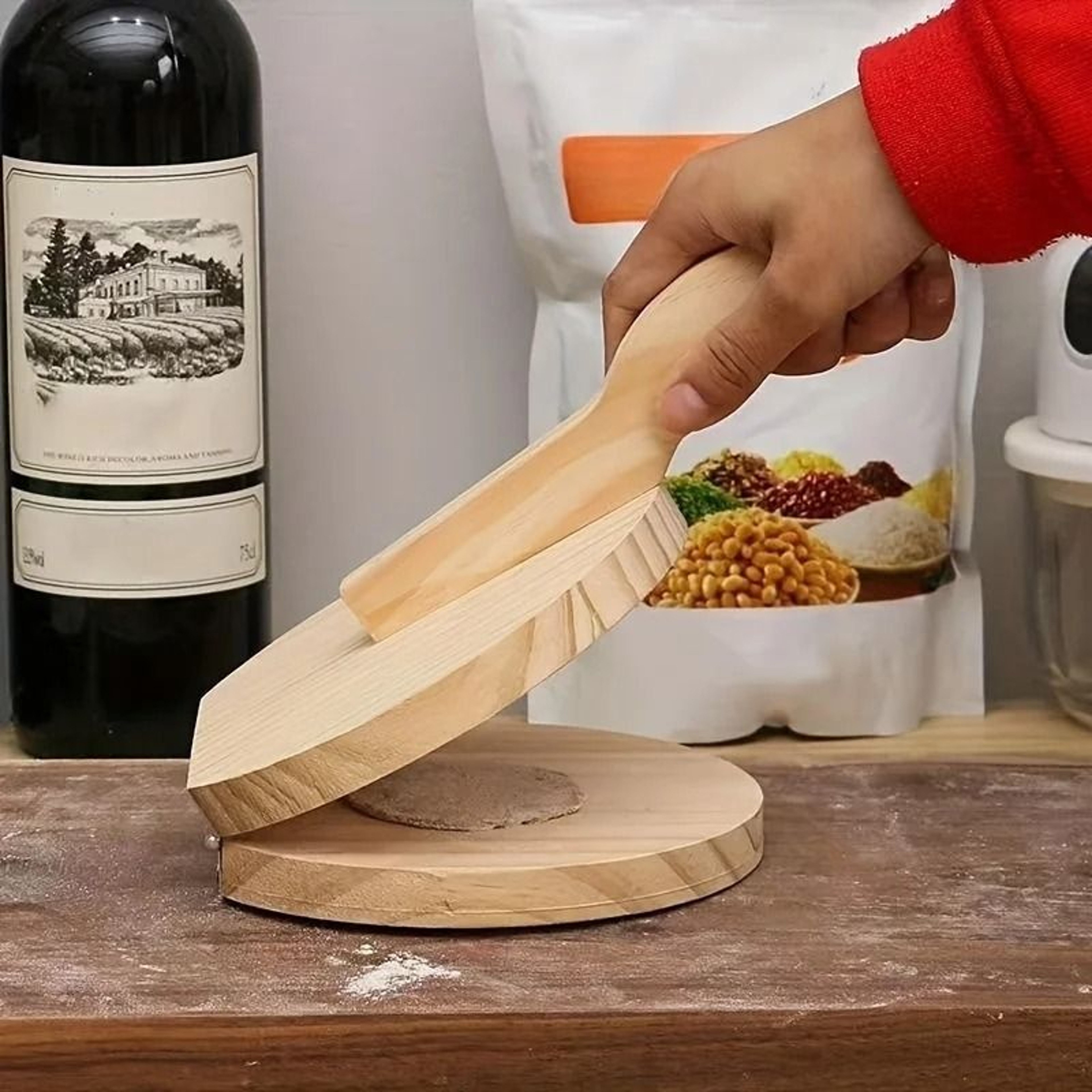 Handmade Wooden Dumpling Wrapper Maker Manual Dumpling Dough Press 4