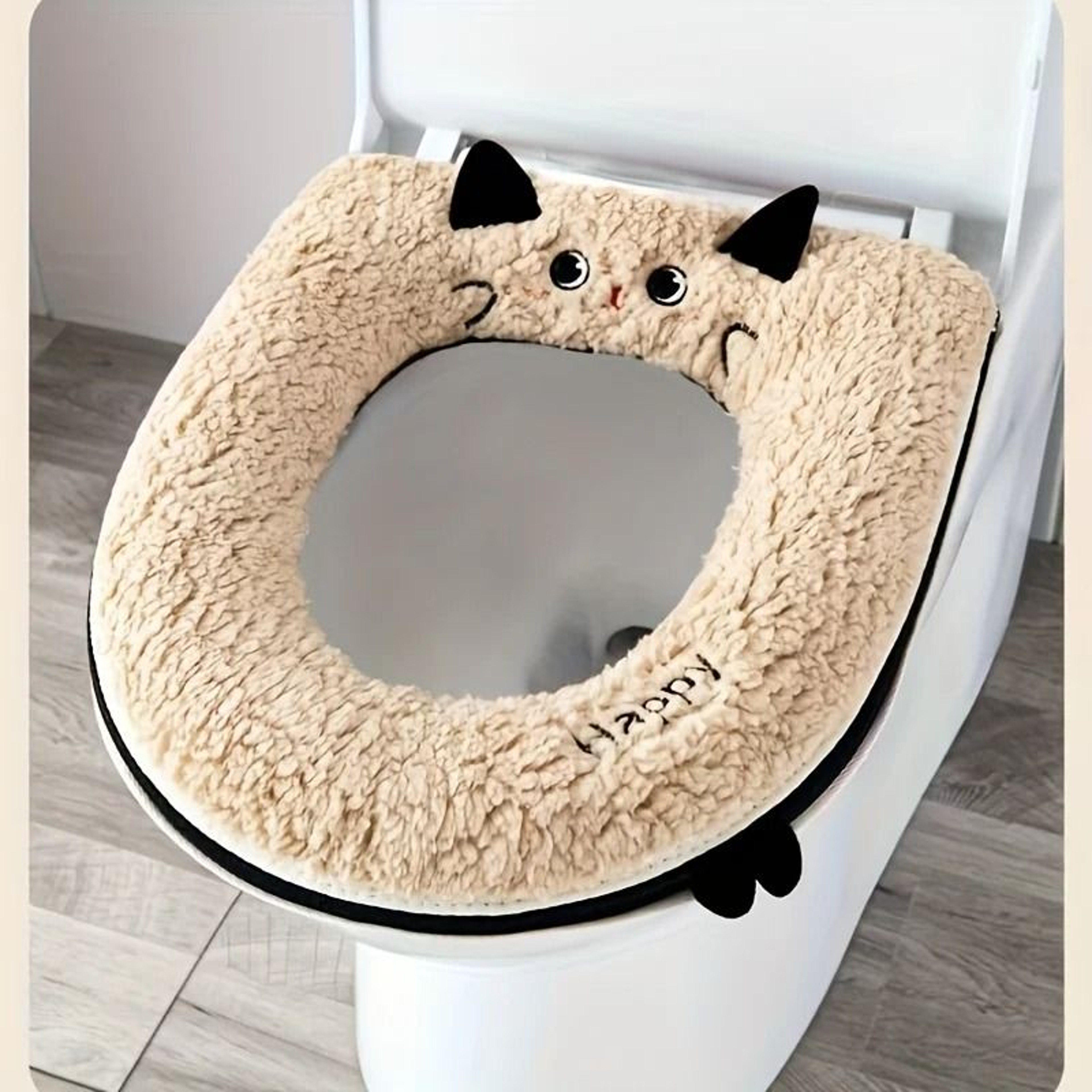 Cute Cat Toilet Seat Cover Soft Zipper Design Universal Fit 2