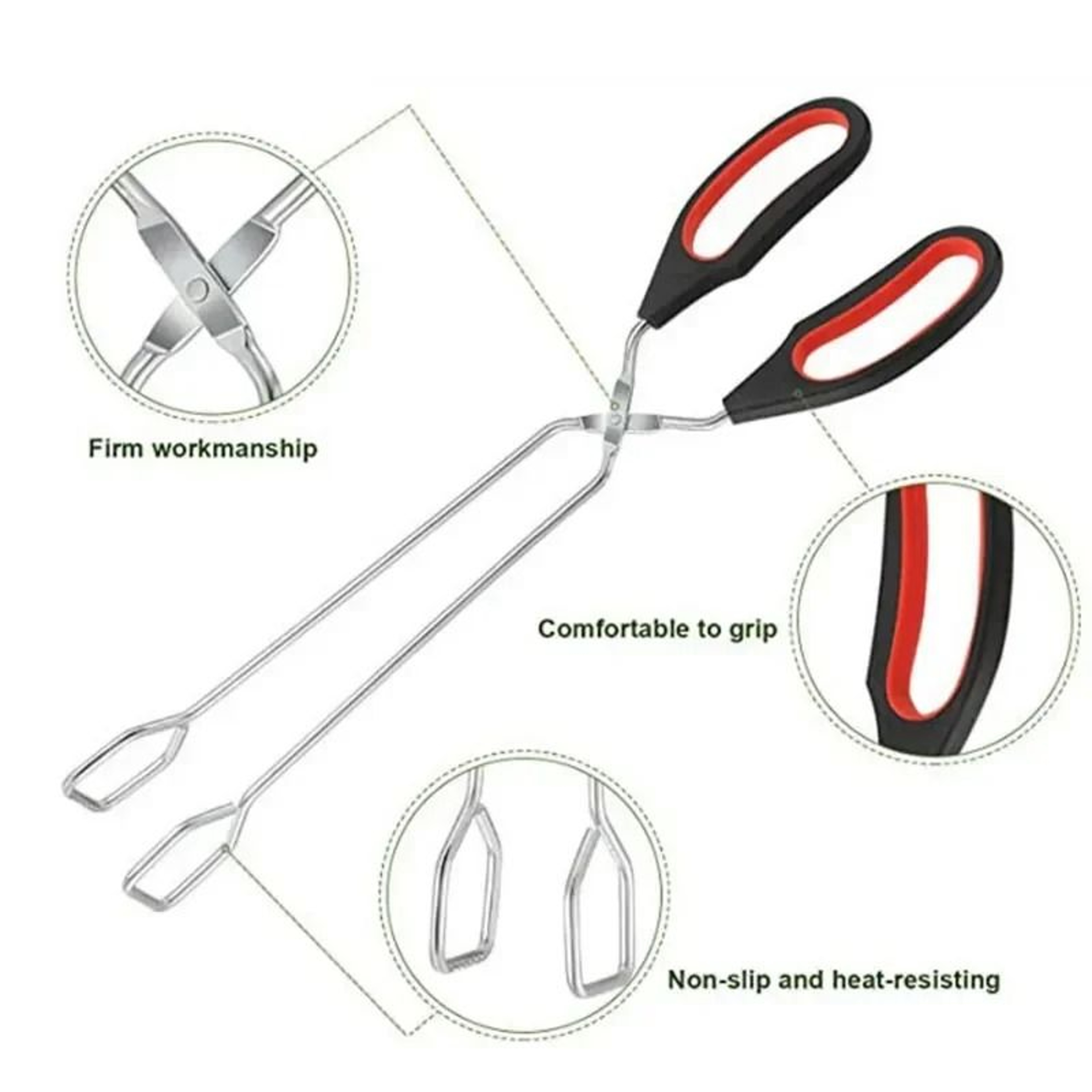BBQ Scissor Tongs Long Handle Barbecue Grilling Tongs For Cooking And Roasting 4
