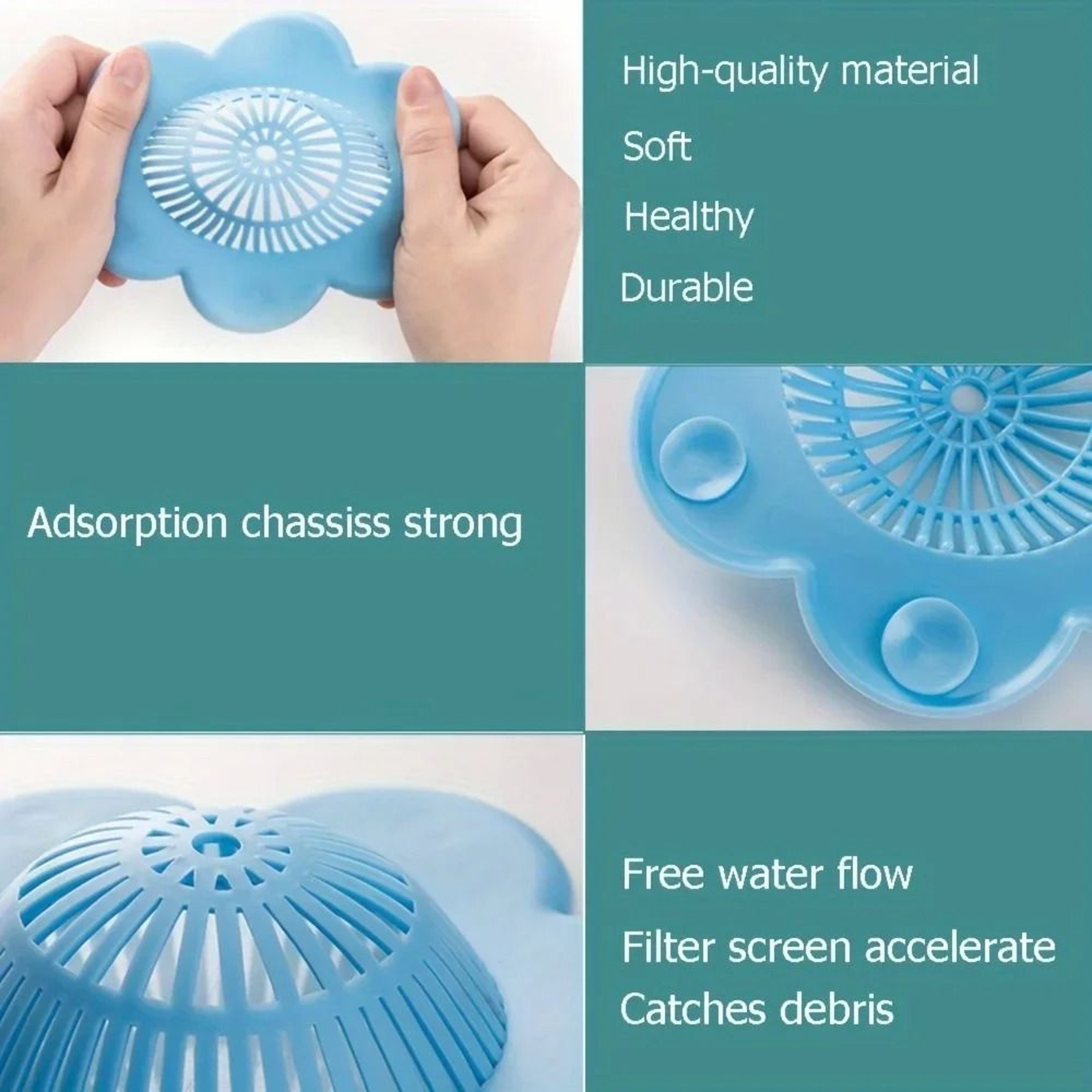 Silicone Hair Catcher Drain Cover Shower And Bathtub Hair Stopper 6