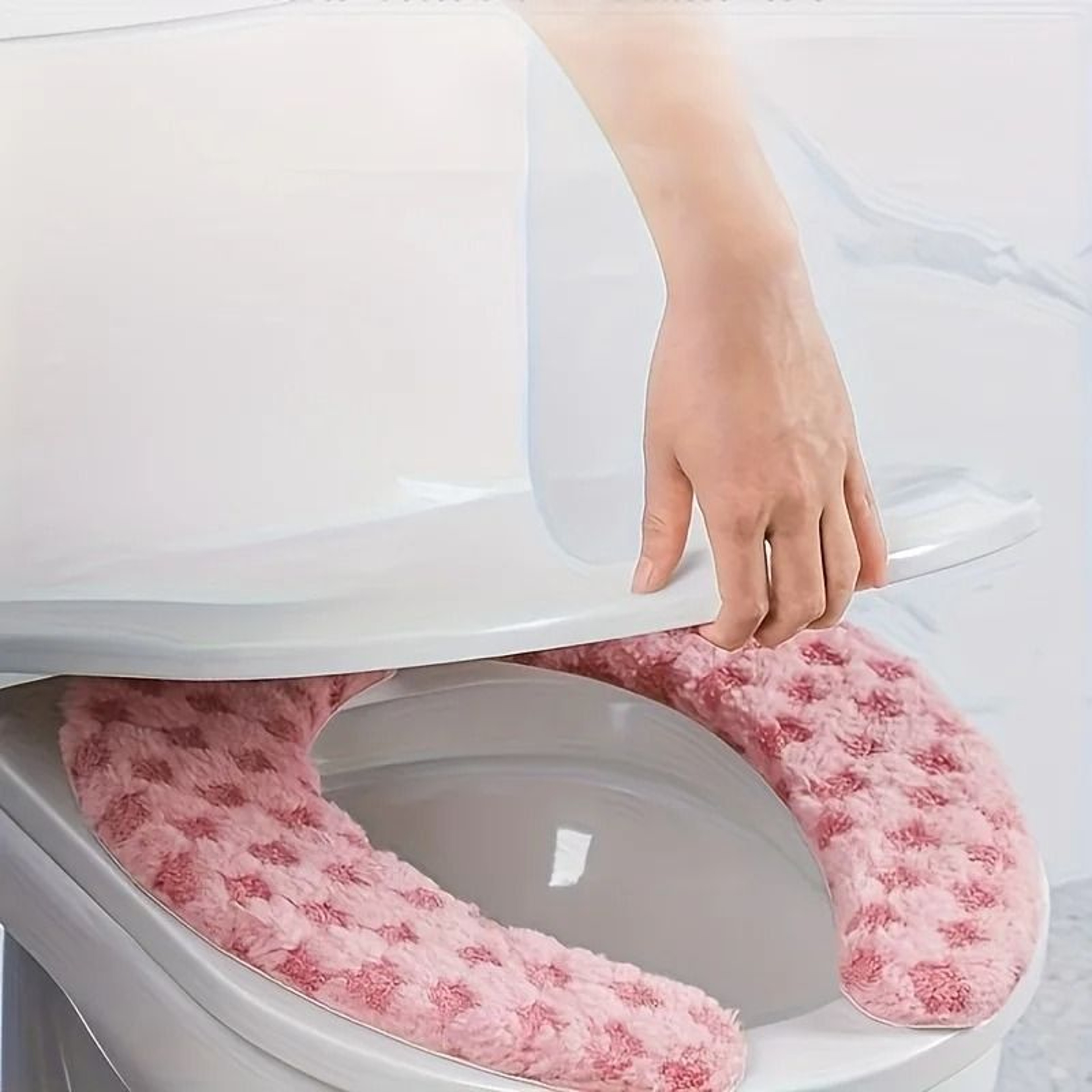 Soft Plush Toilet Seat Cushion Washable Non Slip Toilet Seat Cover 5