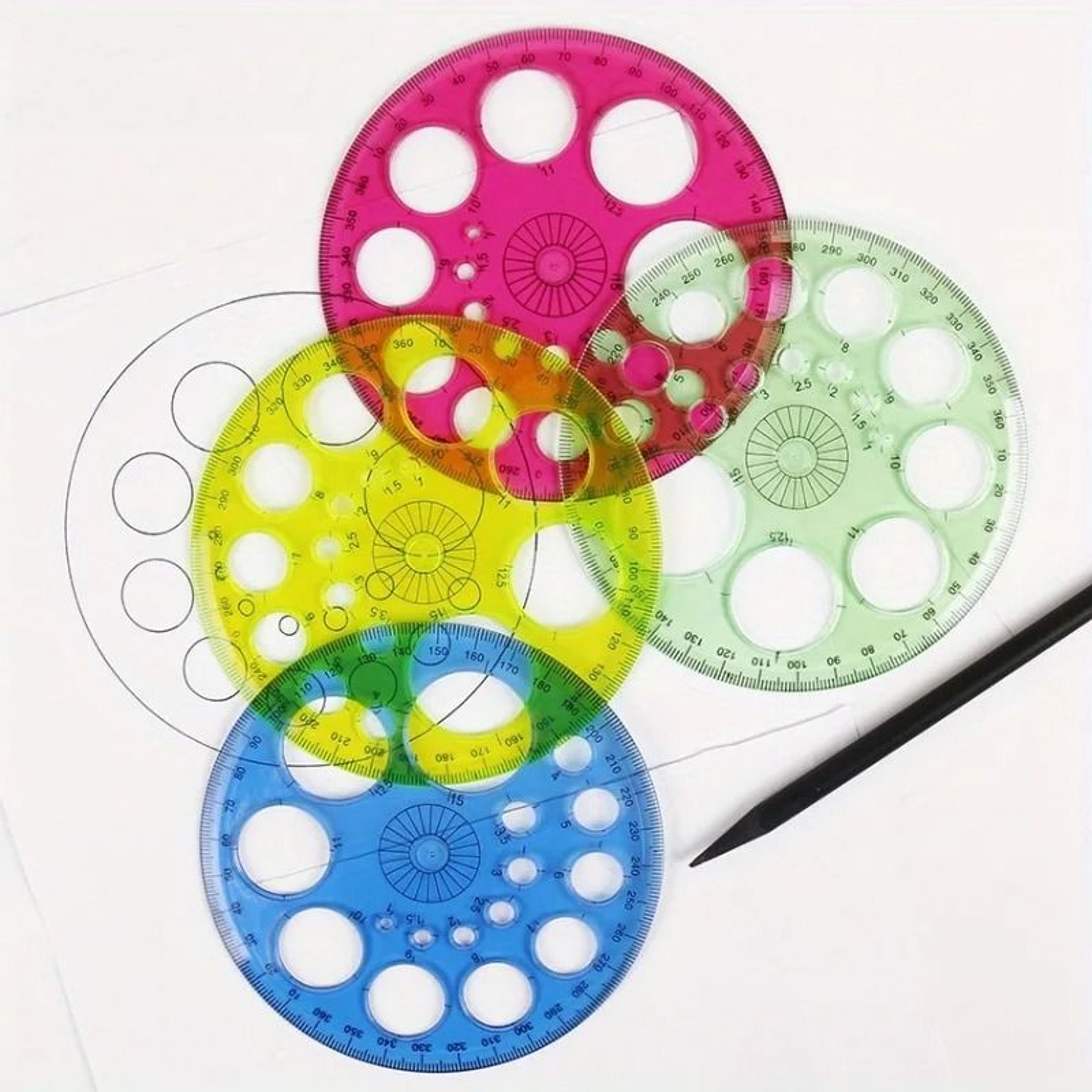 360 Degree Rotating Round Ruler Circular Drafting Ruler With Degree Markings 3