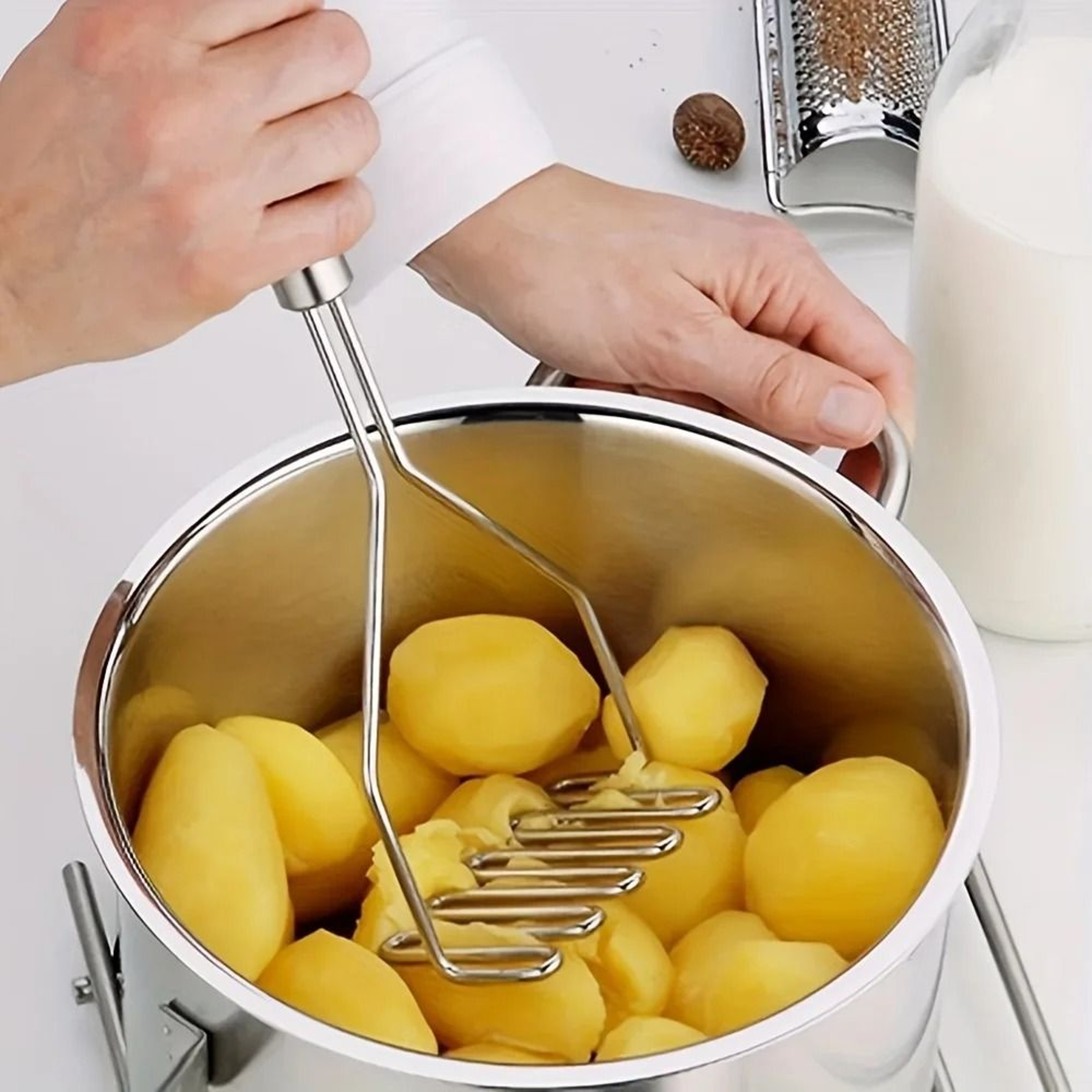 Stainless Steel Wave Potato Masher Durable Kitchen Tool For Smooth Purees 3