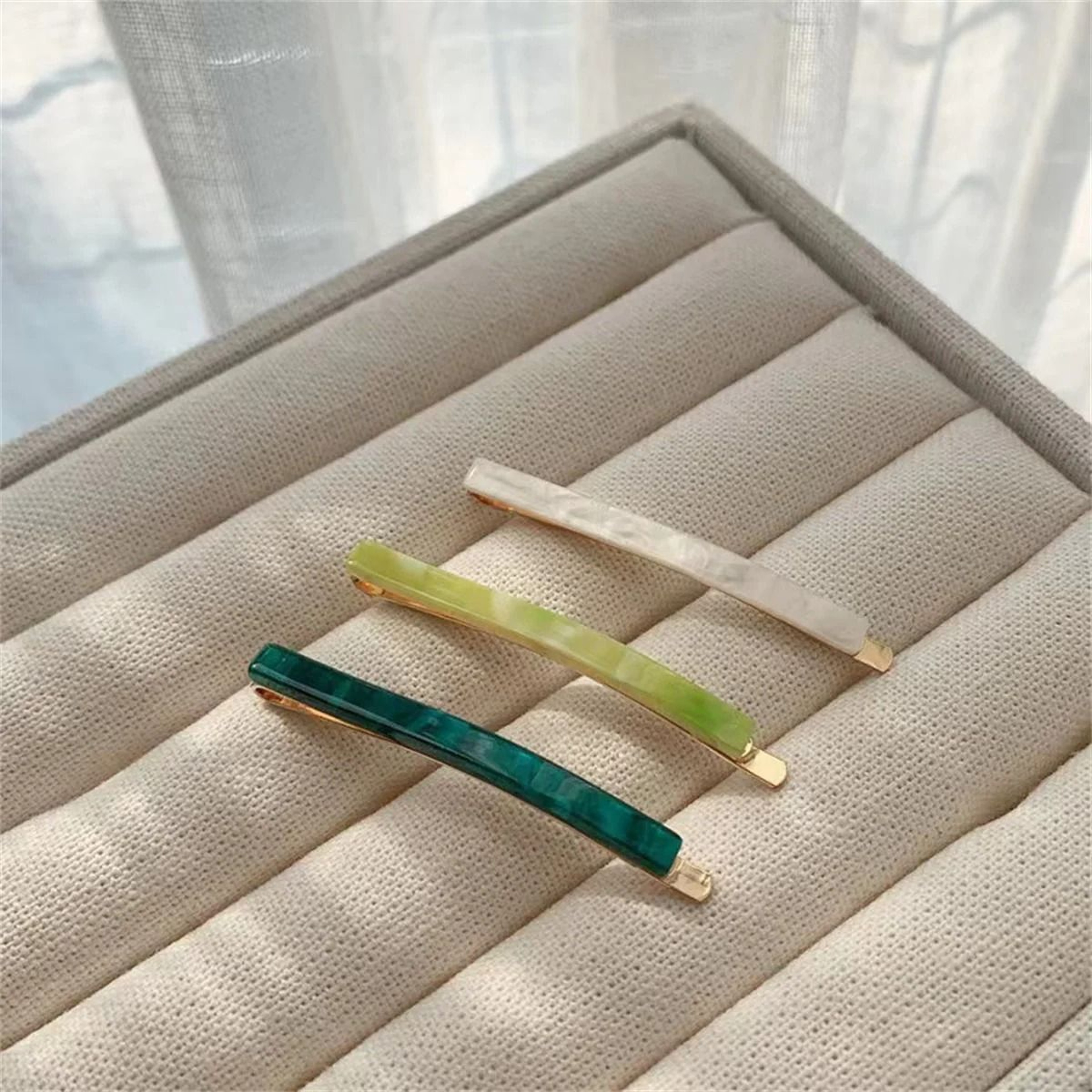 Acetate Geometric Hair Clips Set Of 3 Simple Oblong Barrettes For Women 2