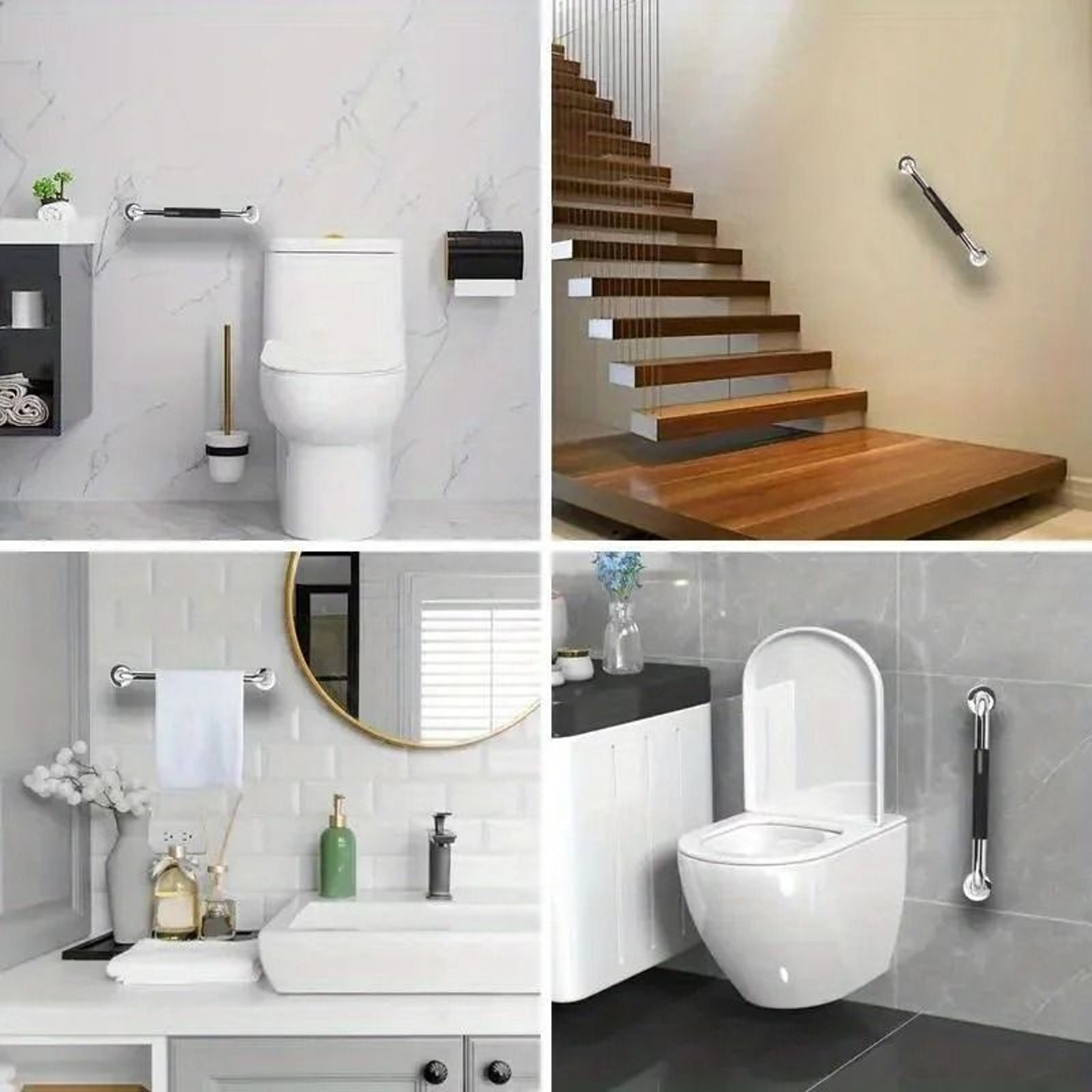 Stainless Steel Shower Grab Bar With Non Slip Silicone Grip For Bathroom Safety 0