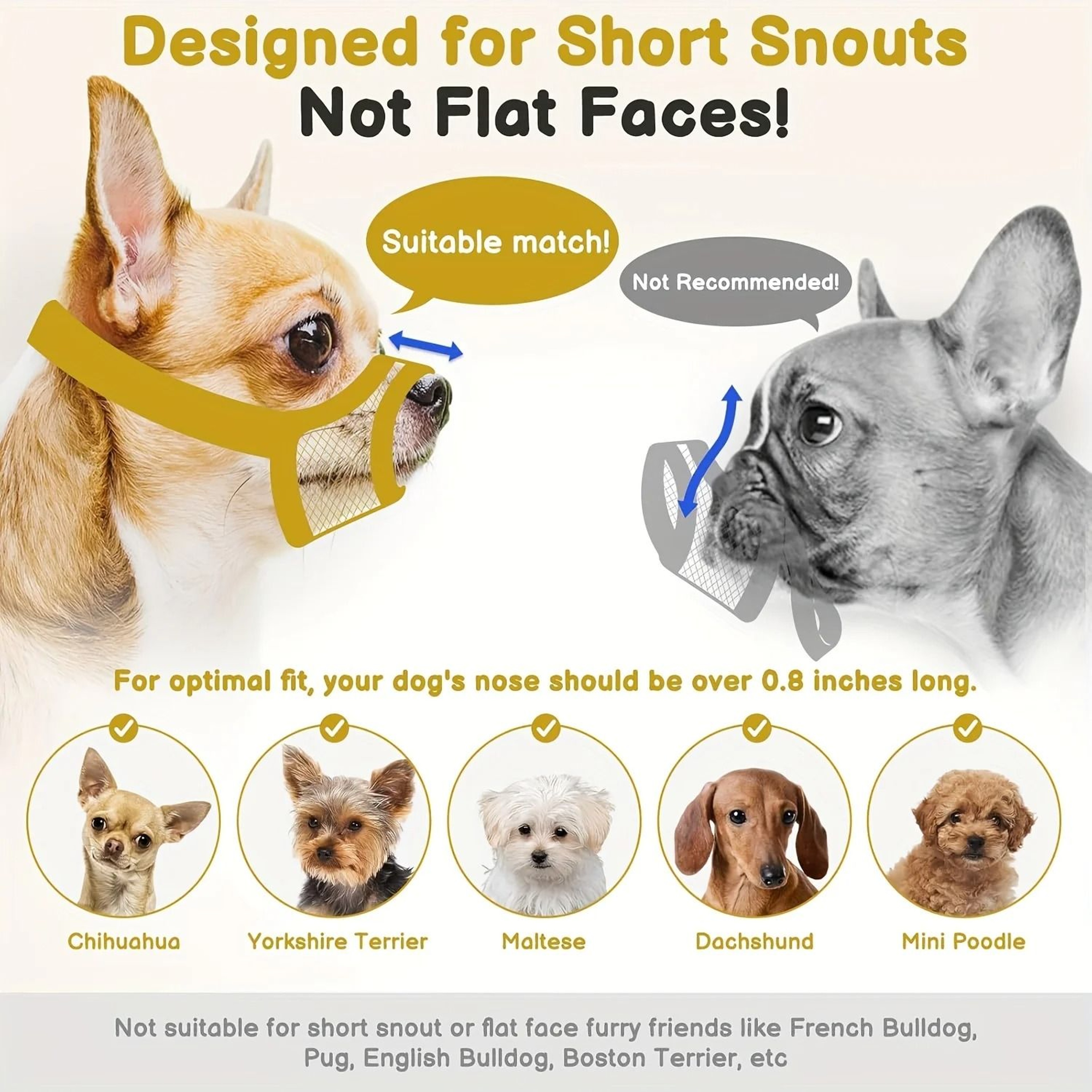 Breathable Mesh Dog Muzzle For Short Snout Small Dogs Anti Biting Design 4
