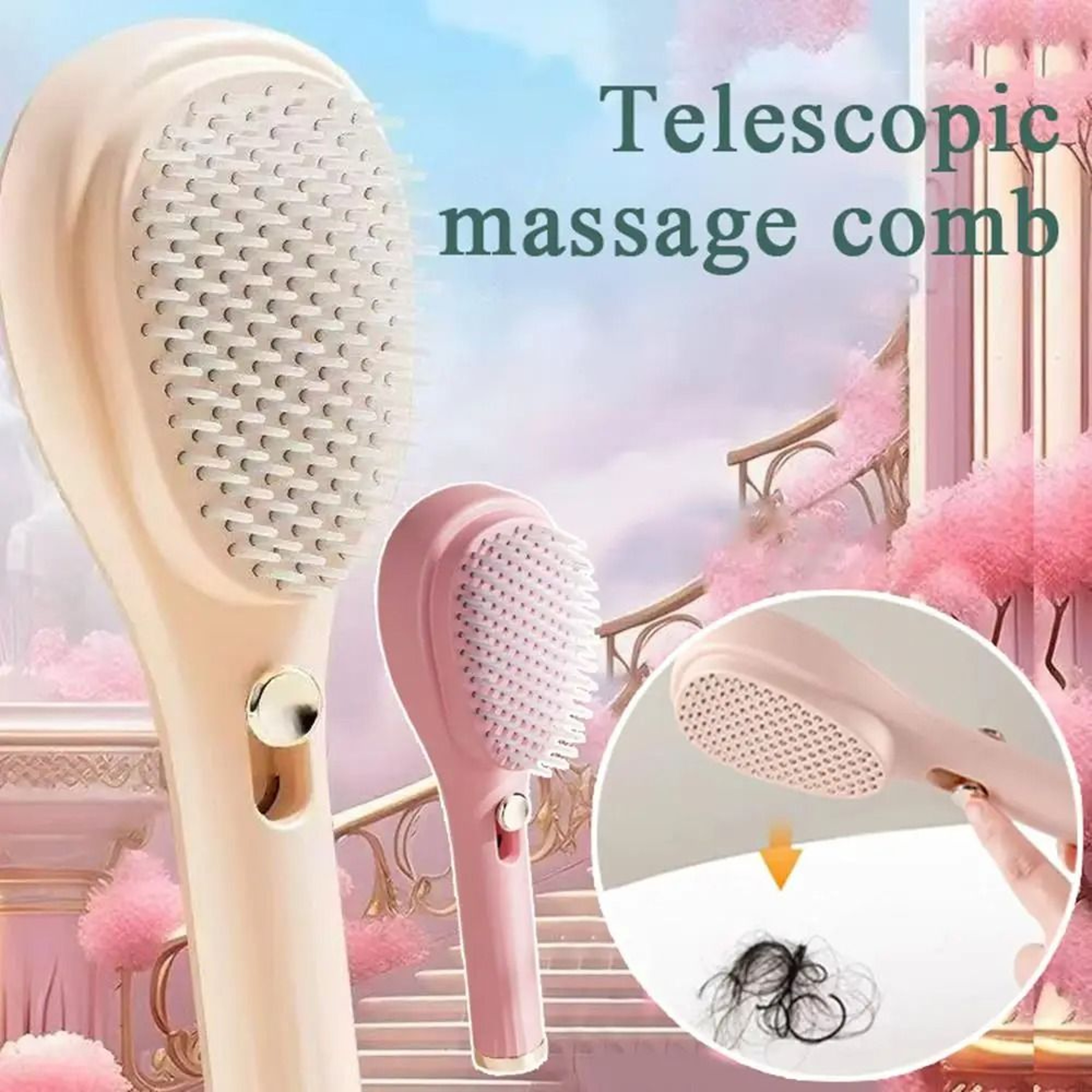 Self Cleaning Hairbrush With Scalp Massage Anti Static Retractable Hair Comb 7