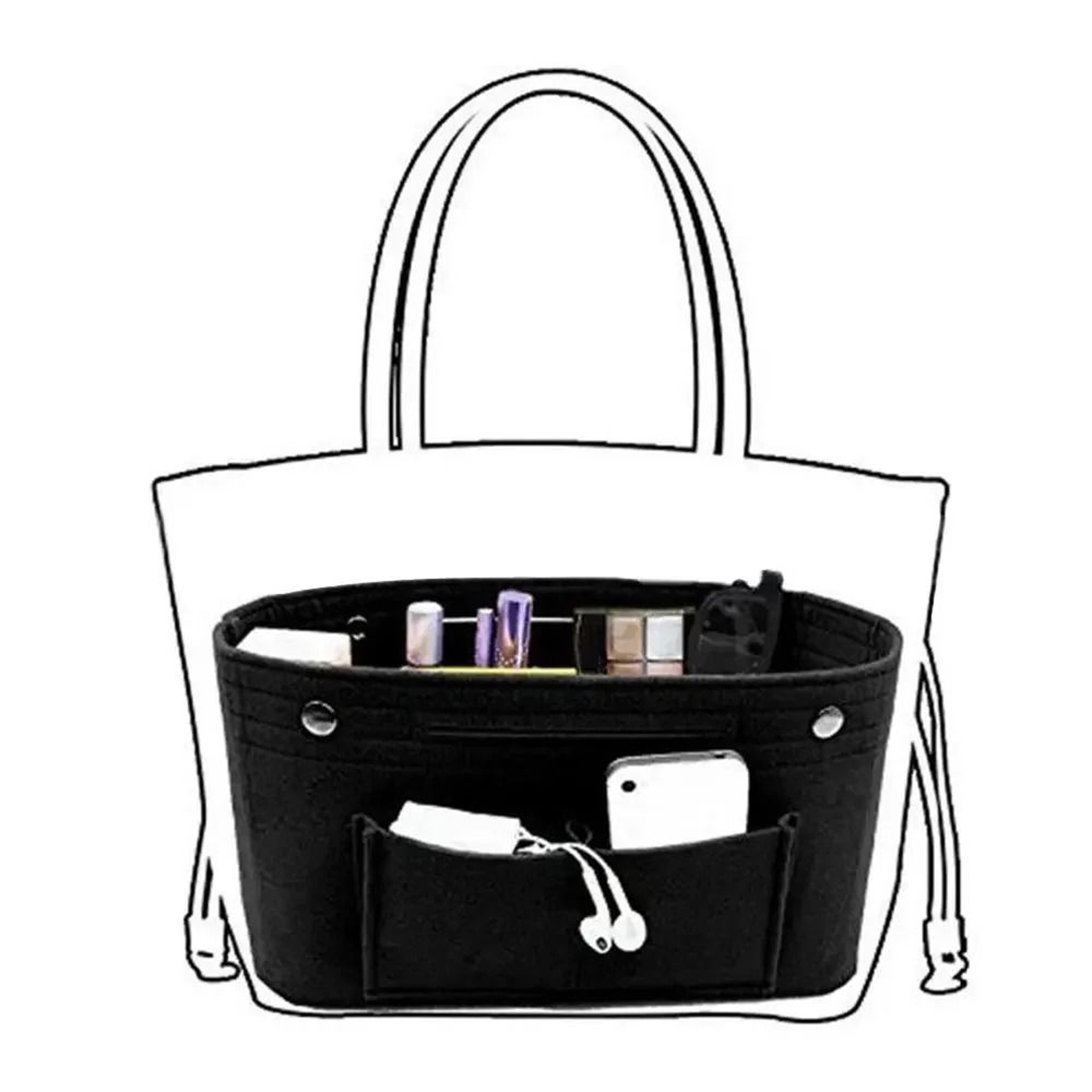 Felt Handbag Organizer Insert Travel Purse Liner With Multiple Pockets 13