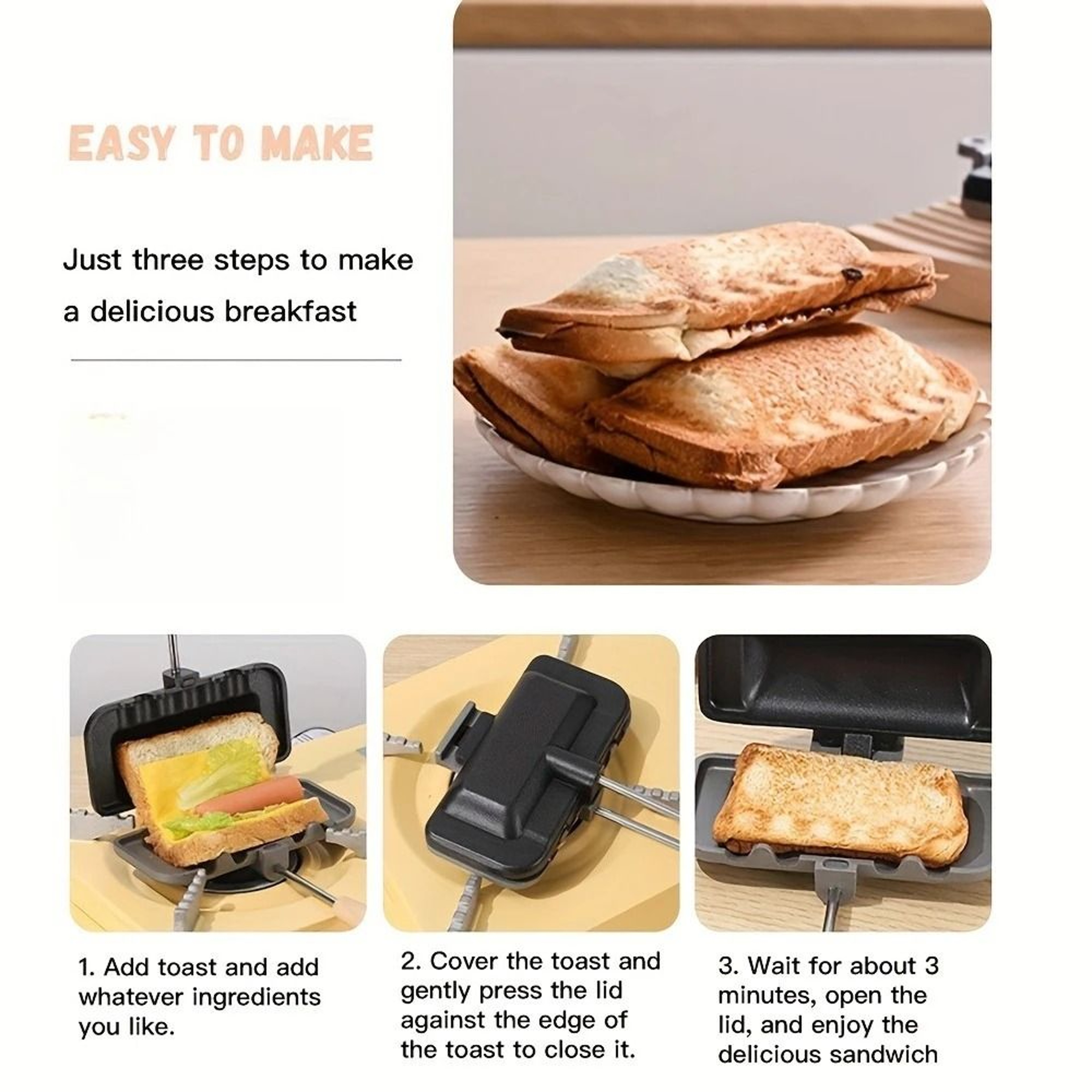 Dual Sided Non Stick Sandwich Maker Grill Press For Stove 1